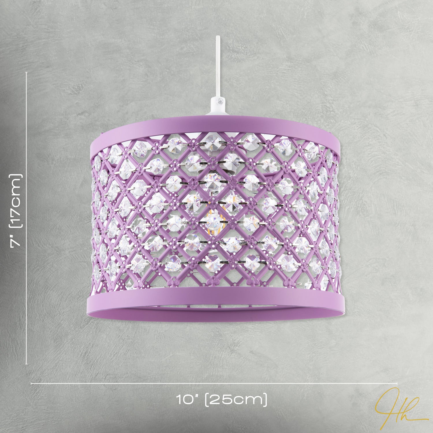 Modern Ornate Lavender Lilac Pendant Shade with Clear Acrylic Beads Image 7