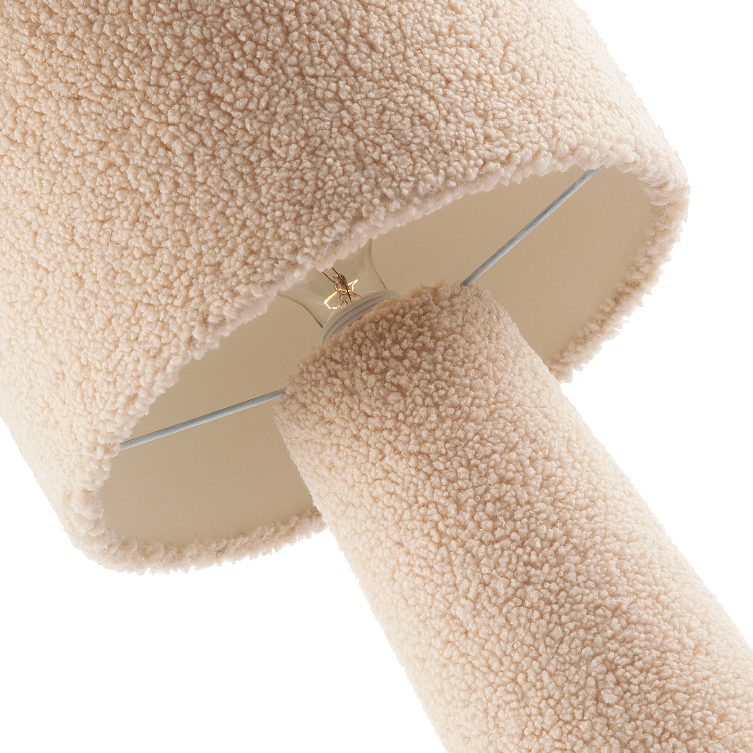 Designer Table Lamp with Cream Wool Base and Shade with Inner Lining Image 4