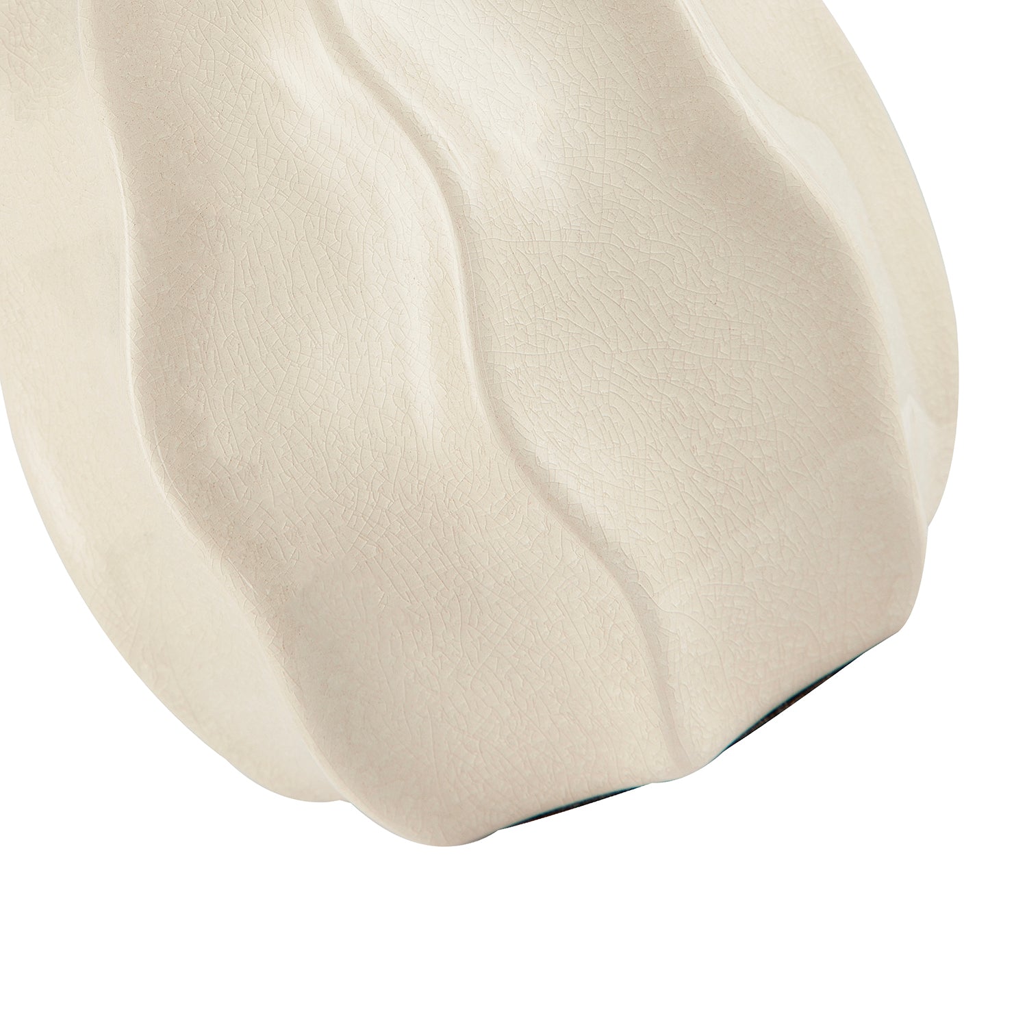 Cream Gloss Ceramic Ripple Effect Table Lamp Base with Crackle Design Image 8