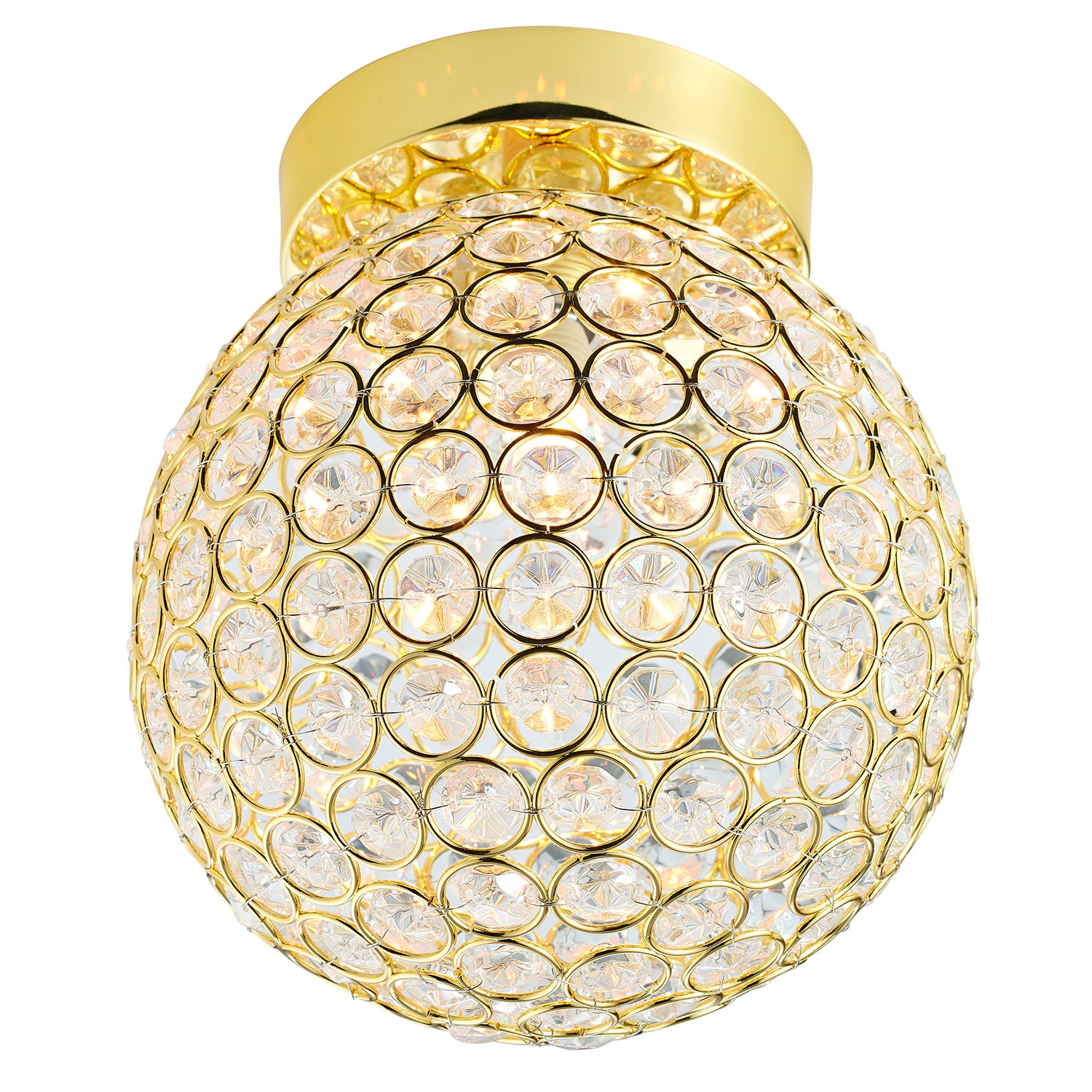 Modern Polished Gold and Beaded Glass IP44 Bathroom Ceiling Light Image 3