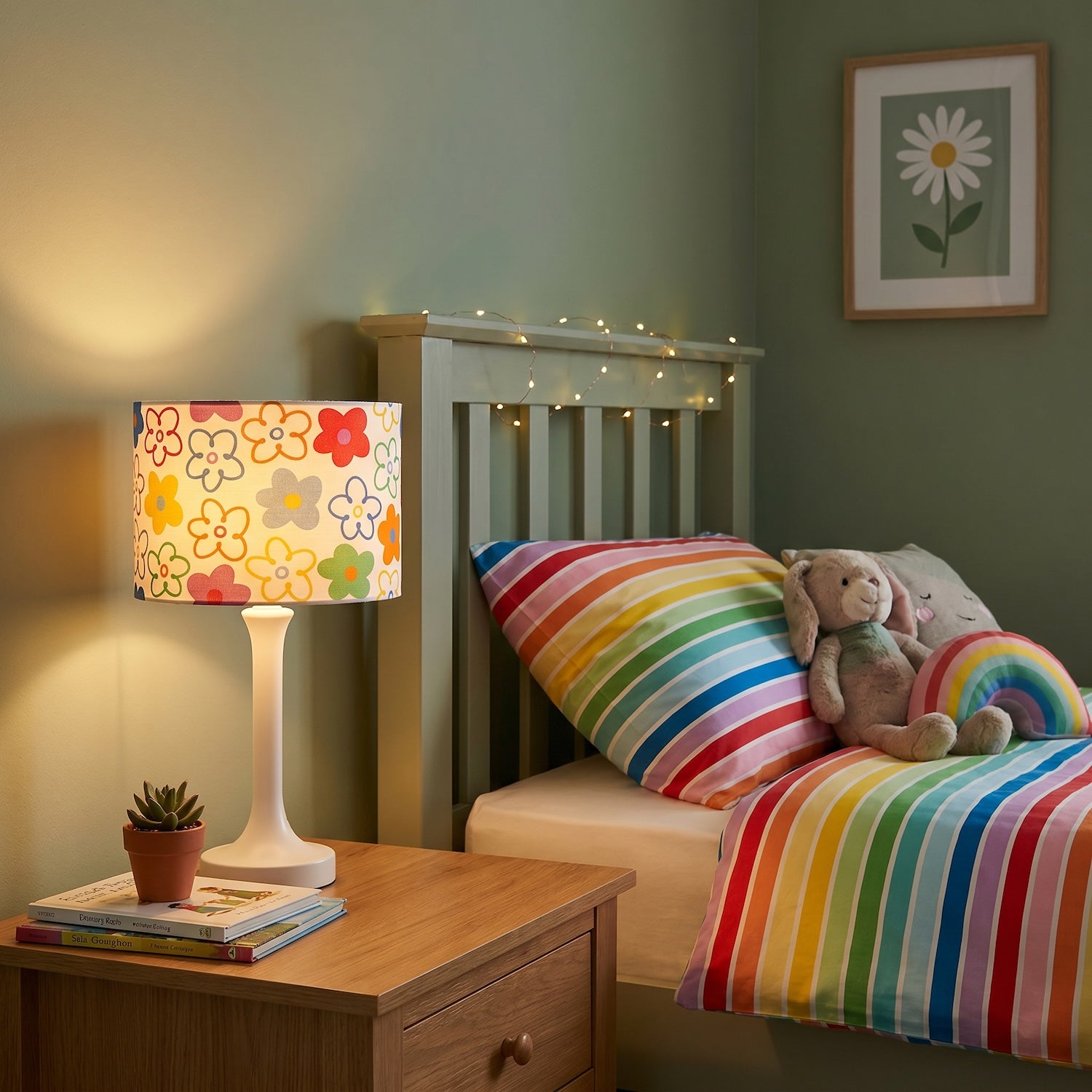 Bright and Colourful Fabric Lampshade with Retro Inspired Floral Decor Image 6