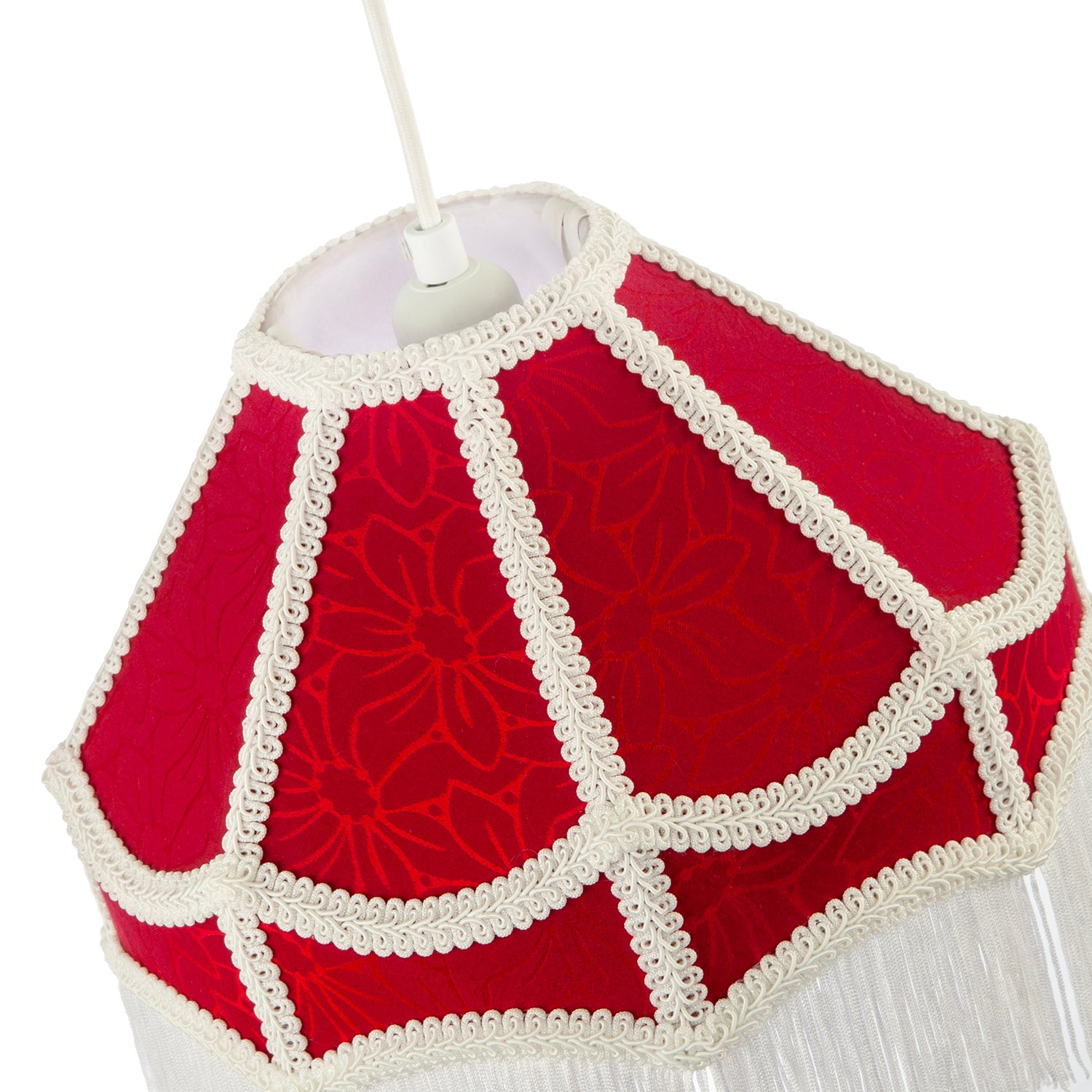 Classic Victorian Style Empire Pendant Shade in Burgundy Red Fabric Image 3