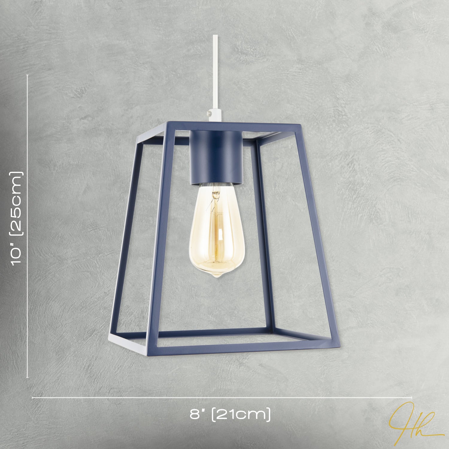 Industrial Lantern Lamp Shade in Navy Blue with Square Top and Bottom Image 7