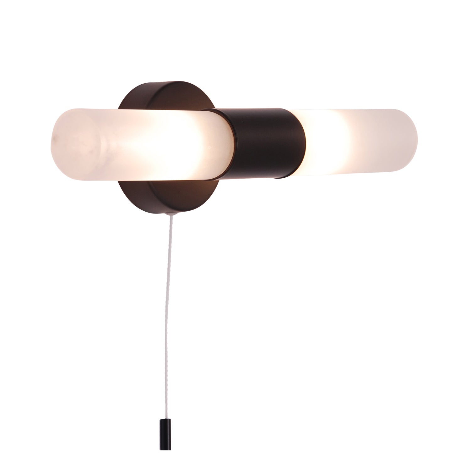 Modern Black IP44 Rated Bathroom Wall Light Fitting with Tubular Glass Shades Image 2