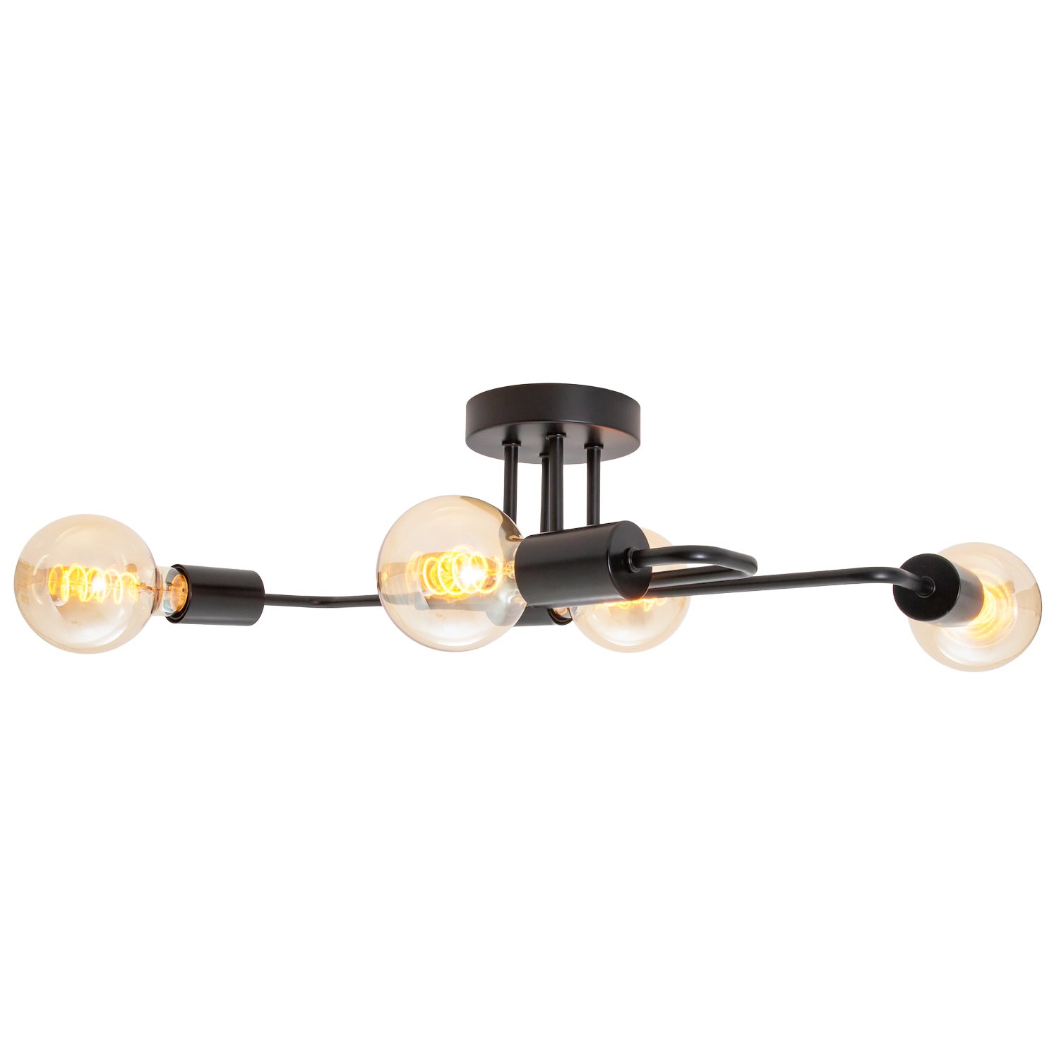Industrial Vintage Styled Matte Black Ceiling Light with Looping Arms Image 8