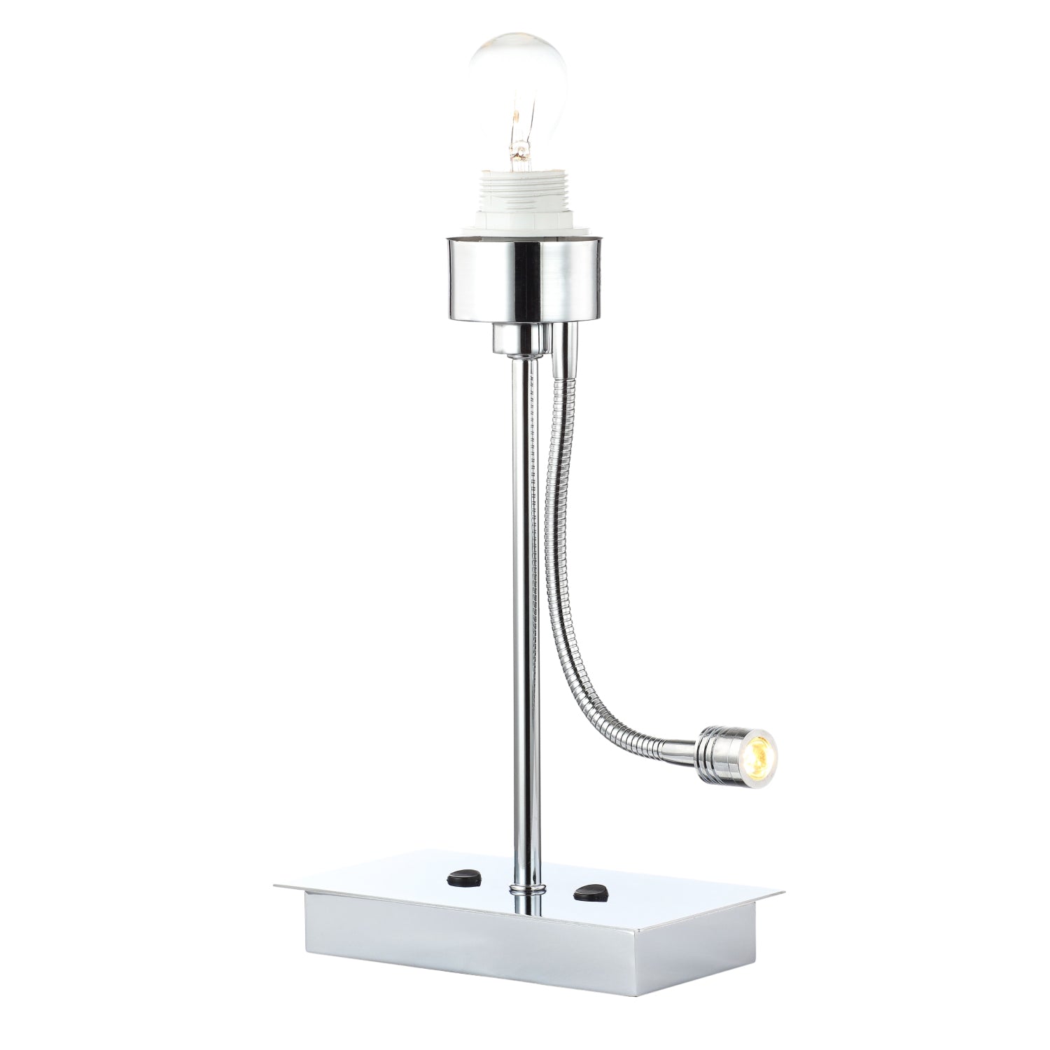 Modern Chrome Silver Table Lamp with Double Light - Adjustable LED and Standard Image 3