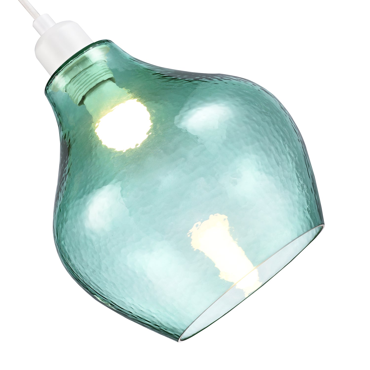 Modern Designer Emerald Light Green Circular Dimpled Glass Pendant Light Shade Image 2