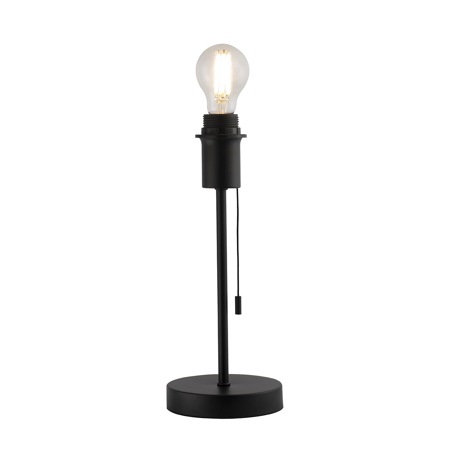 Traditional and Classic Table Lamp Base in Matte Black with Pull Cord Switch Image 4