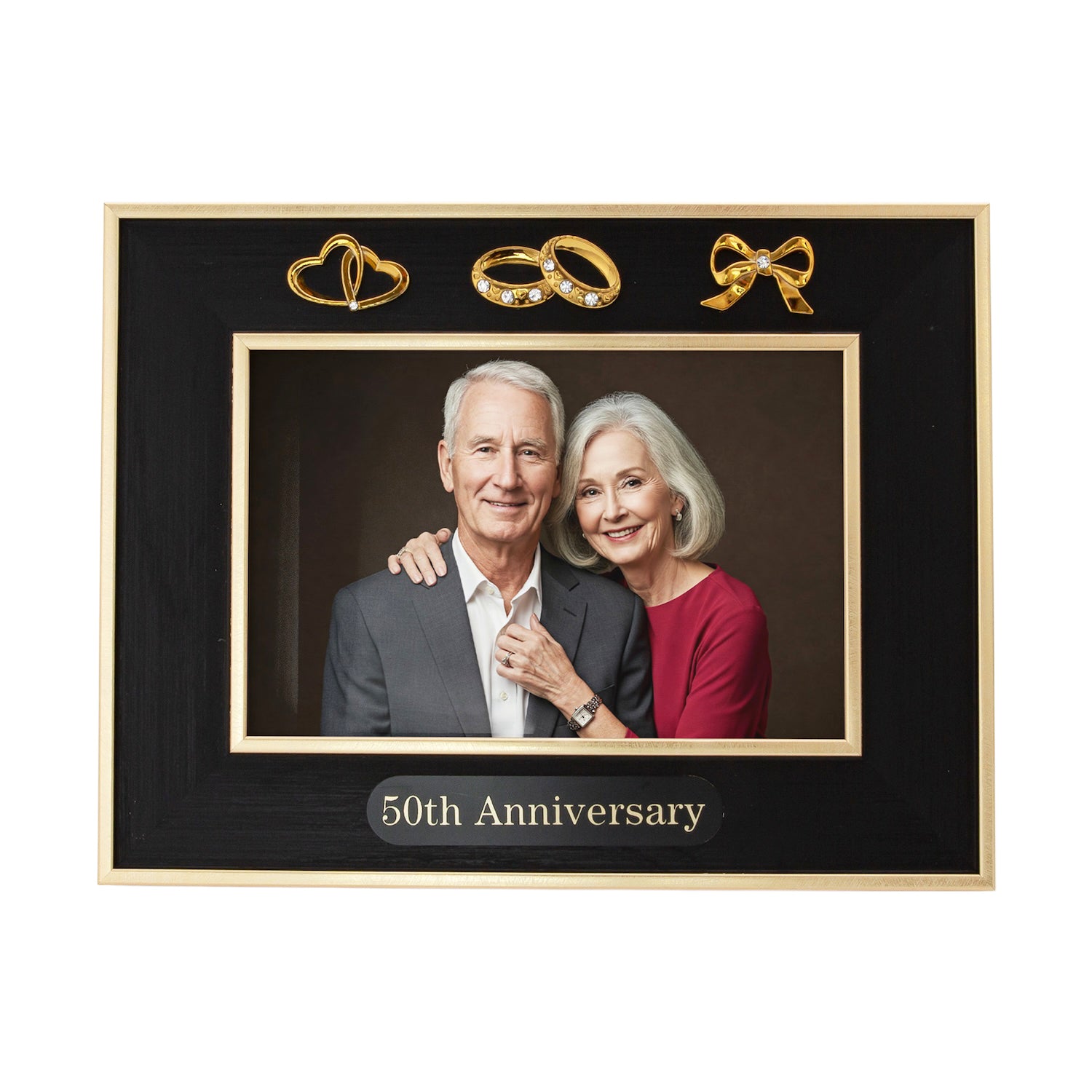 50th Anniversary Picture Frame in Matte Black with Brushed Gold Trim Image 3