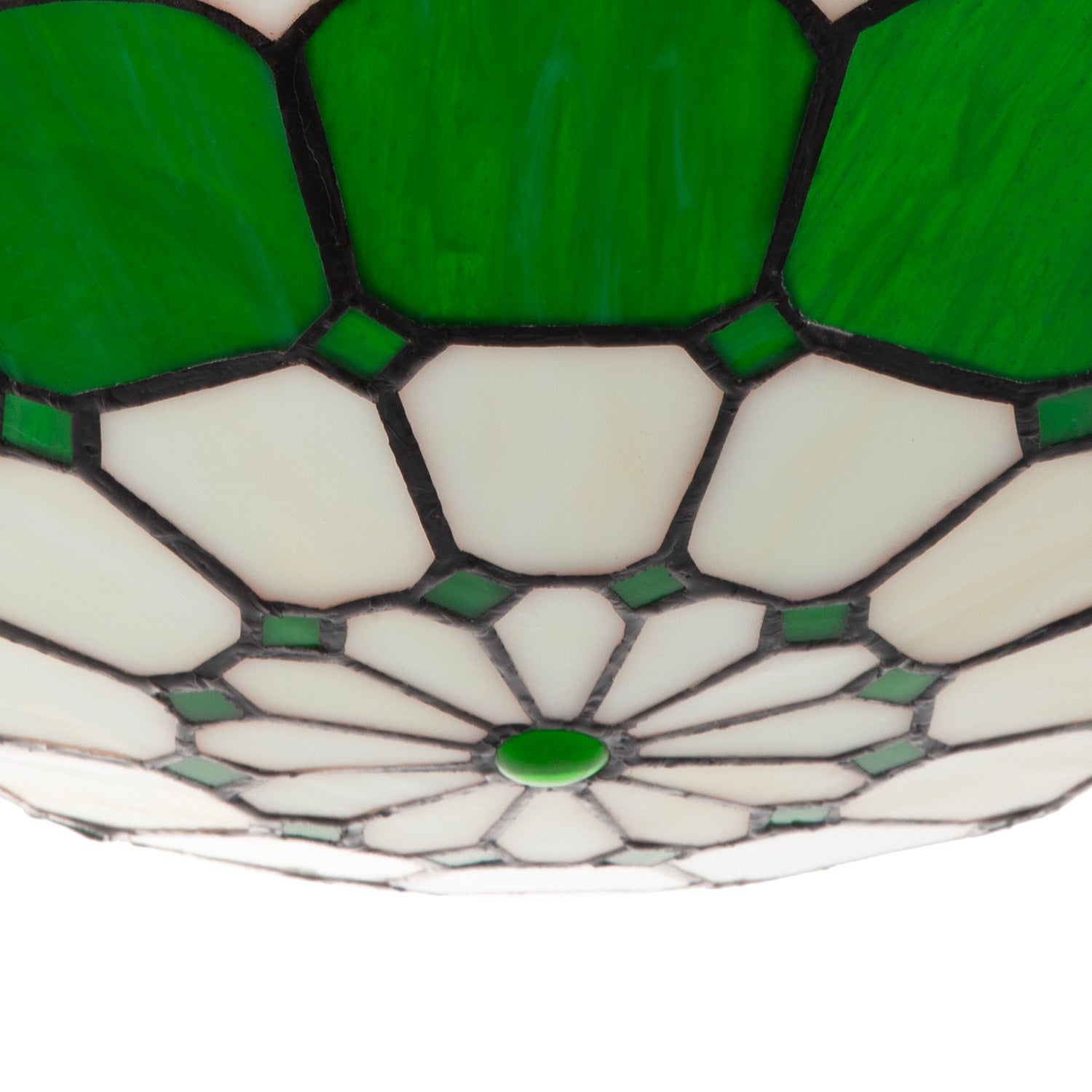 Dark Emerald Green and Opal White Tiffany Glass Pendant Lighting Shade Image 4
