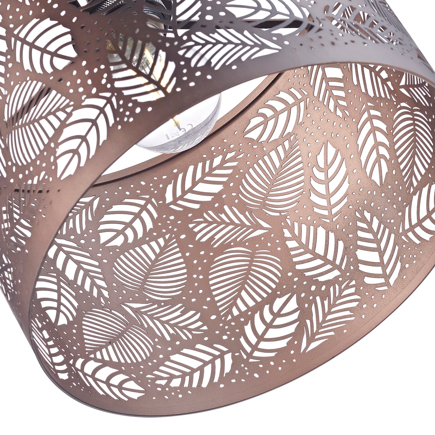 Contemporary Matt Bronze Metal Pendant Light Shade with Fern Leaf Decoration Image 3