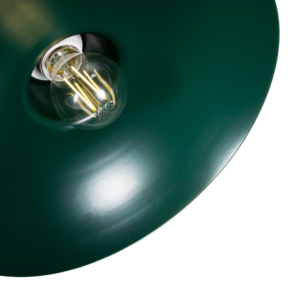 Industrial Retro Designed Matt Forest Green Curved Metal Ceiling Pendant Shade Image 3