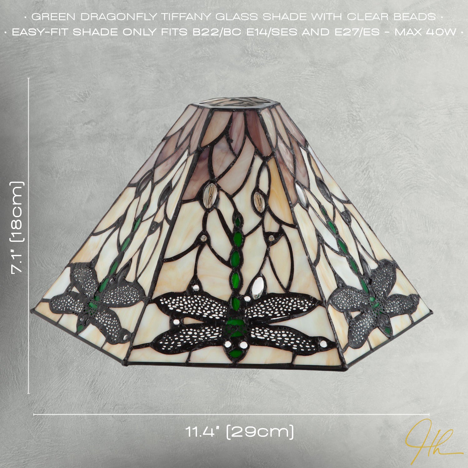 Green Dragonfly Tiffany Glass Pendant Light Shade with Hexagonal Shape Image 7