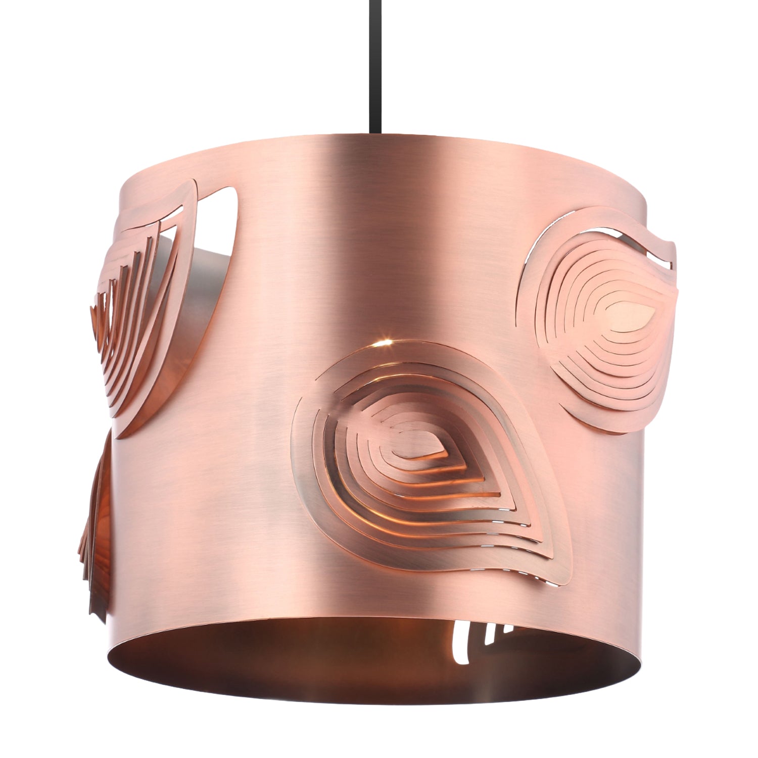 Antique Copper Metal Easy Fit Pendant Lamp Shade with Laser Cut Leaves Image 4