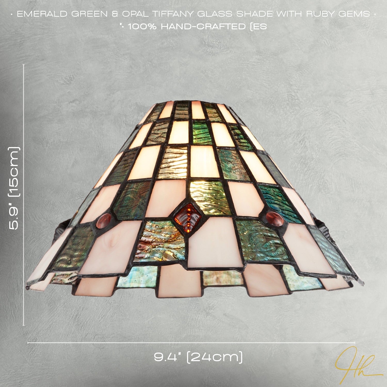 Emerald Green and Opal White Tiffany Pendant Shade with Ruby Red Beads Image 7