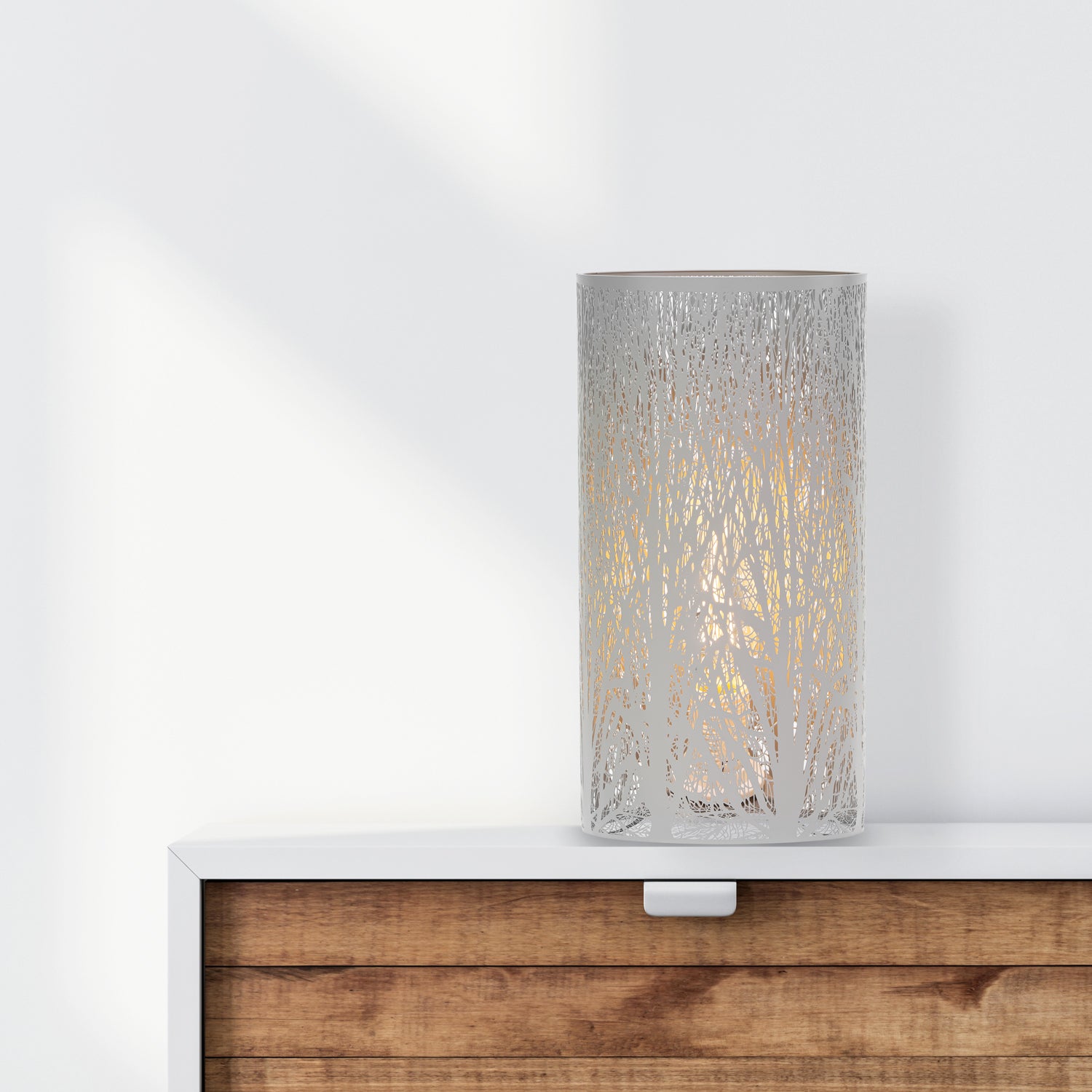 Unique and Beautiful Matt Grey Metal Forest Design Table Lamp with Cable Switch Image 3