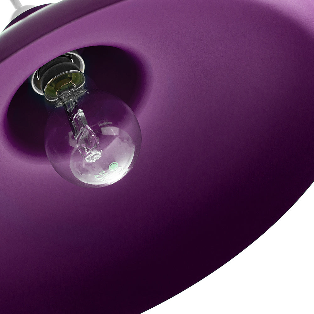 Industrial Retro Designed Matt Purple Curved Metal Ceiling Pendant Light Shade Image 3