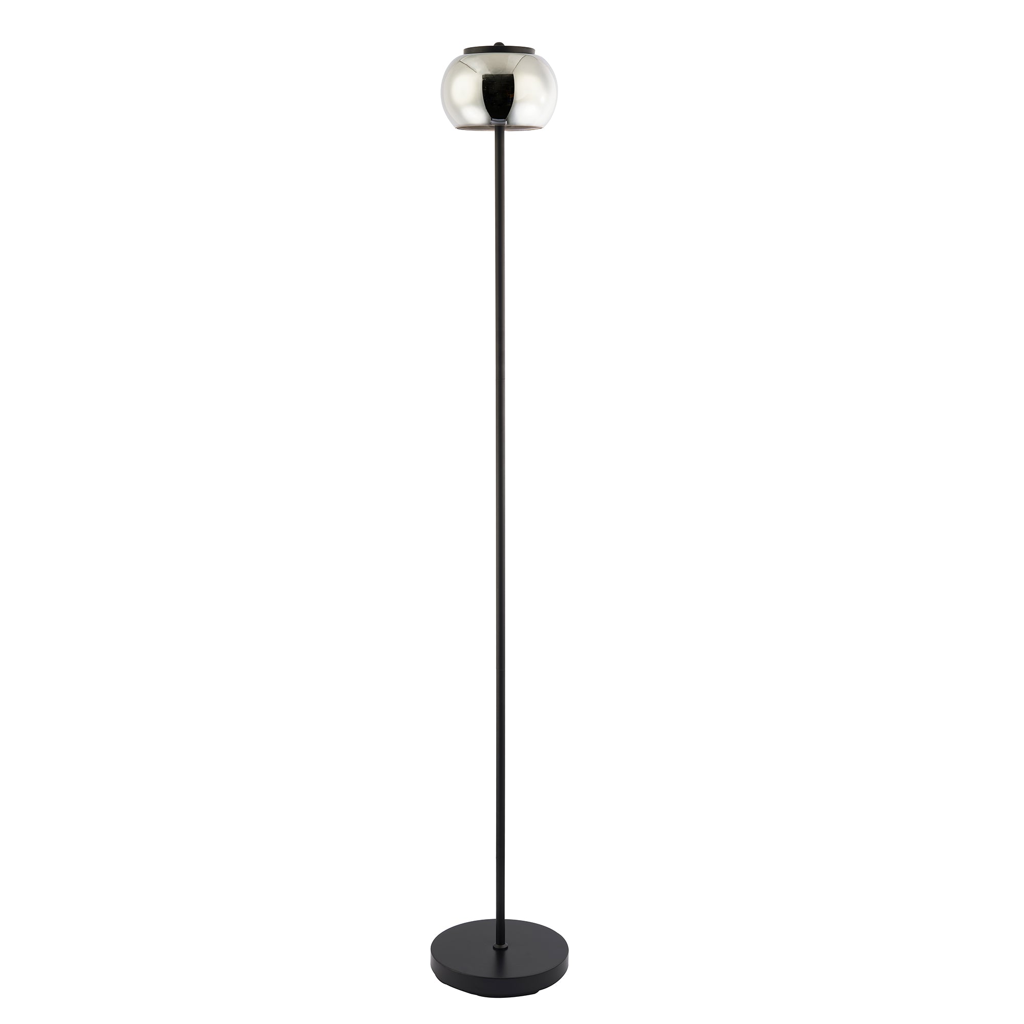 Modern LED Floor Lamp in Matte Black with Smoked Glass Shade and Foot Switch Image 1