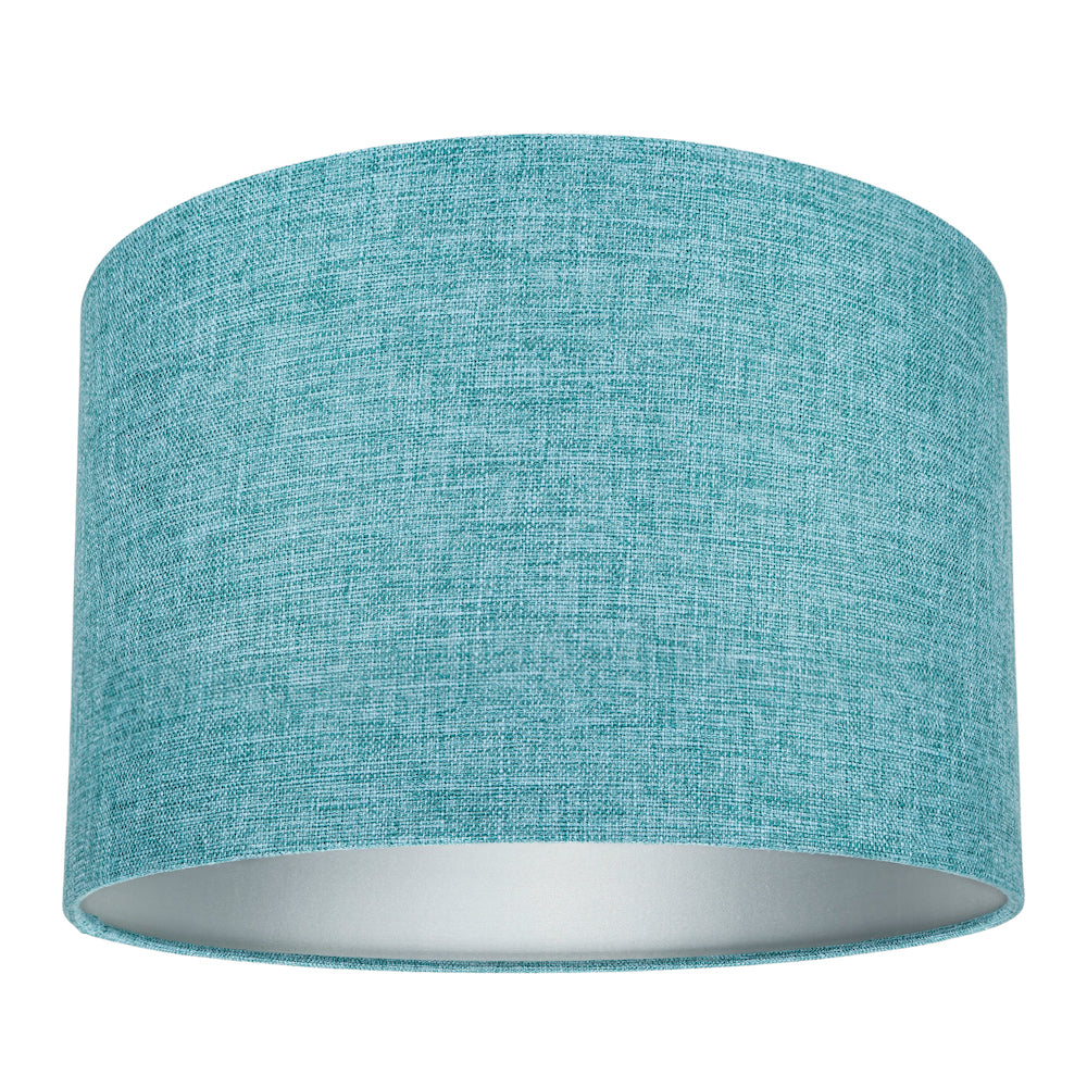 Contemporary and Sleek 12 Inch Teal Linen Fabric Drum Lamp Shade 60w Maximum Image 1