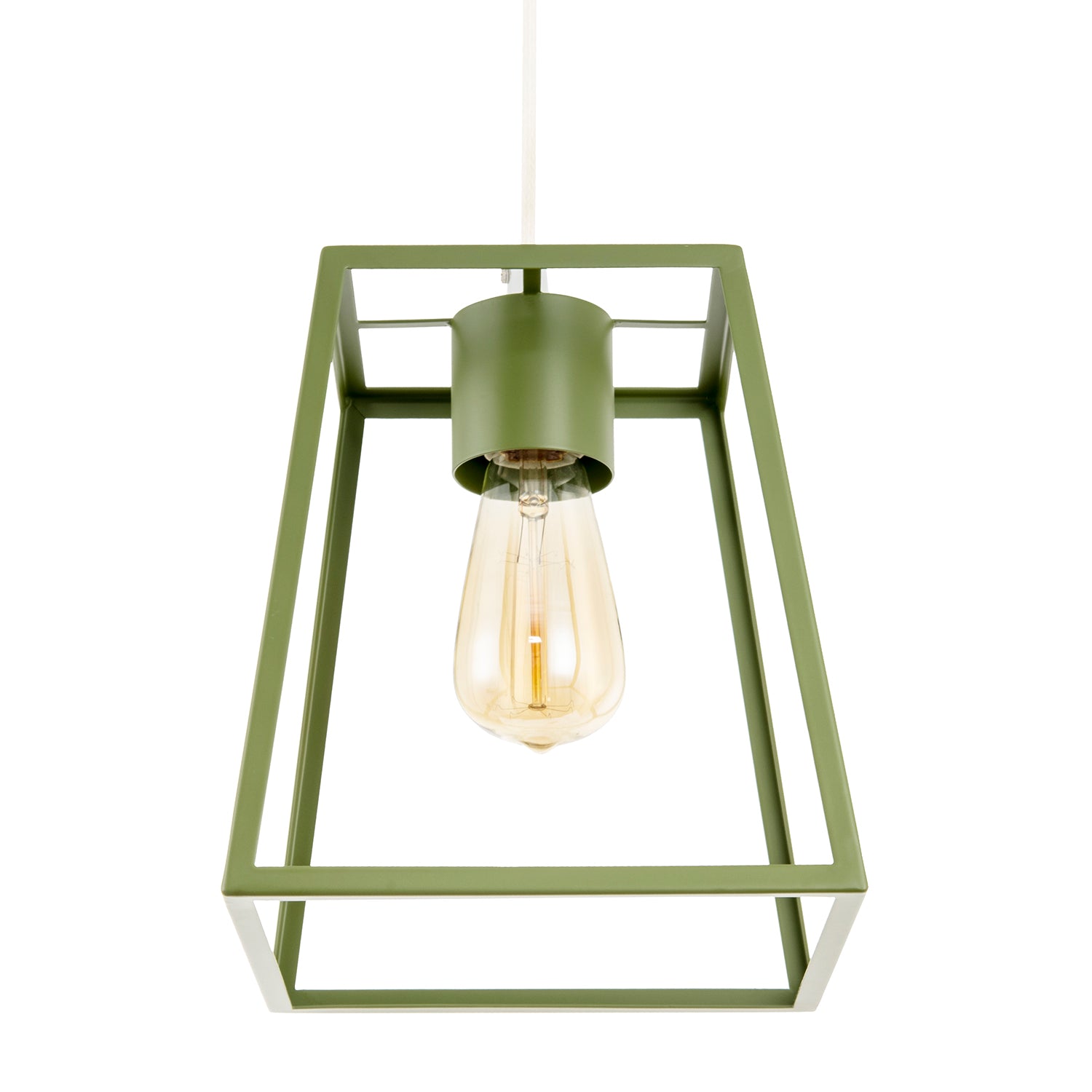 Olive Green Industrial Lantern Lamp Shade with Square Top and Bottom Image 5