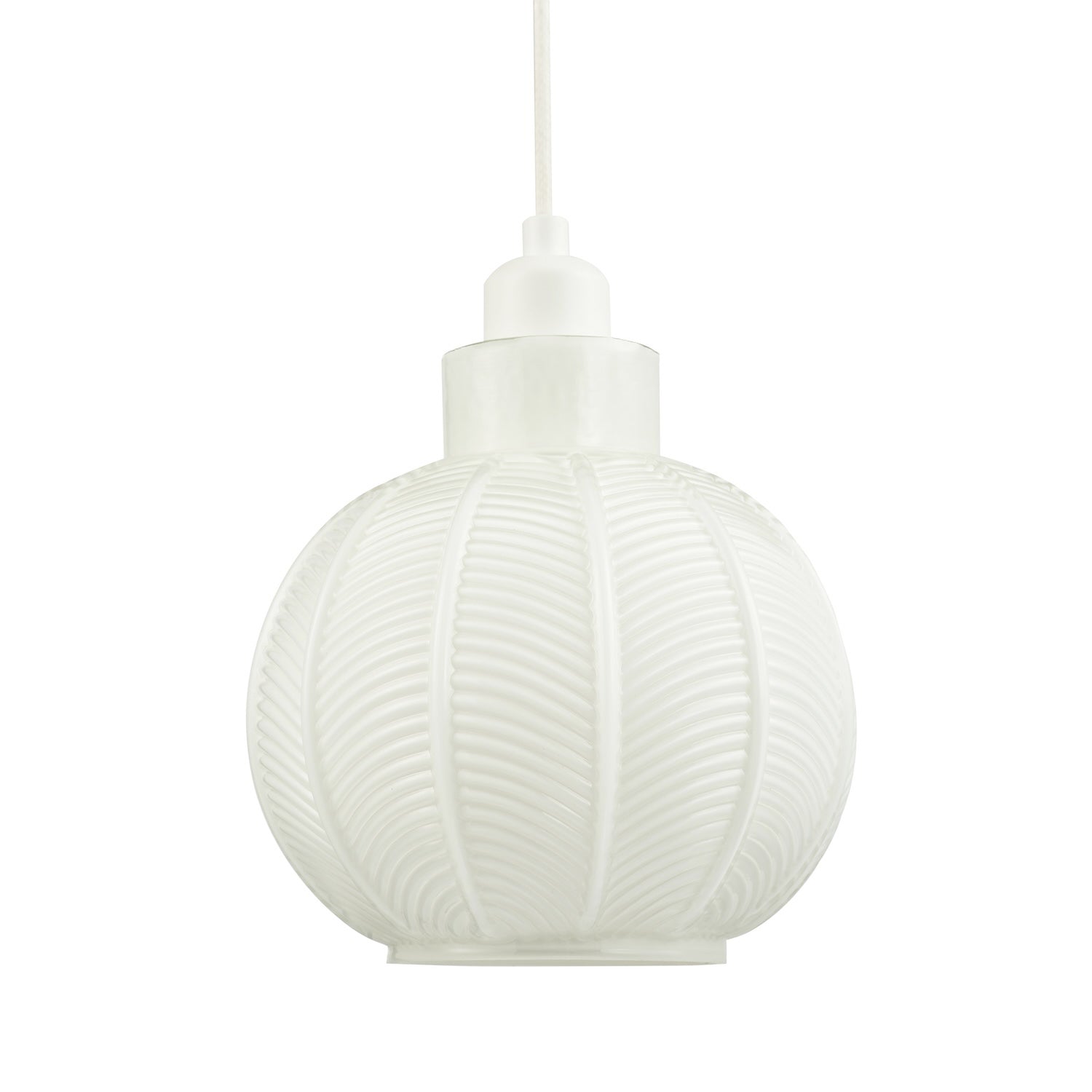 Designer Ribbed Leaf Themed Glossy Opal White Glass Pendant Lighting Shade Image 1