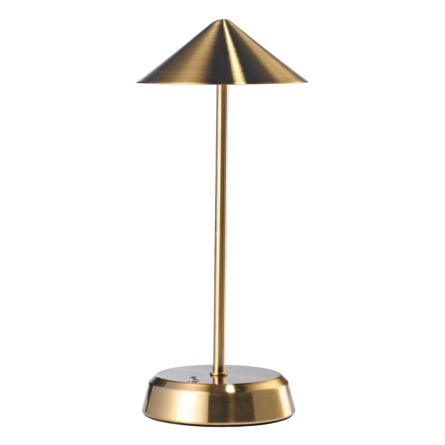 Tall Sleek Satin Gold Rechargeable Touch Dimmable Table Lamp with Metal Shade Image 1