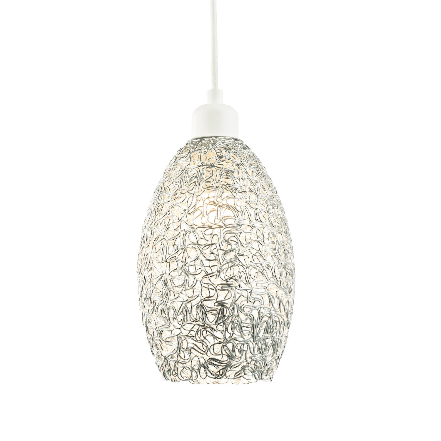 Industrial and Contemporary Twisted Wire Mesh Metal Light Shade in Shiny Silver Image 1