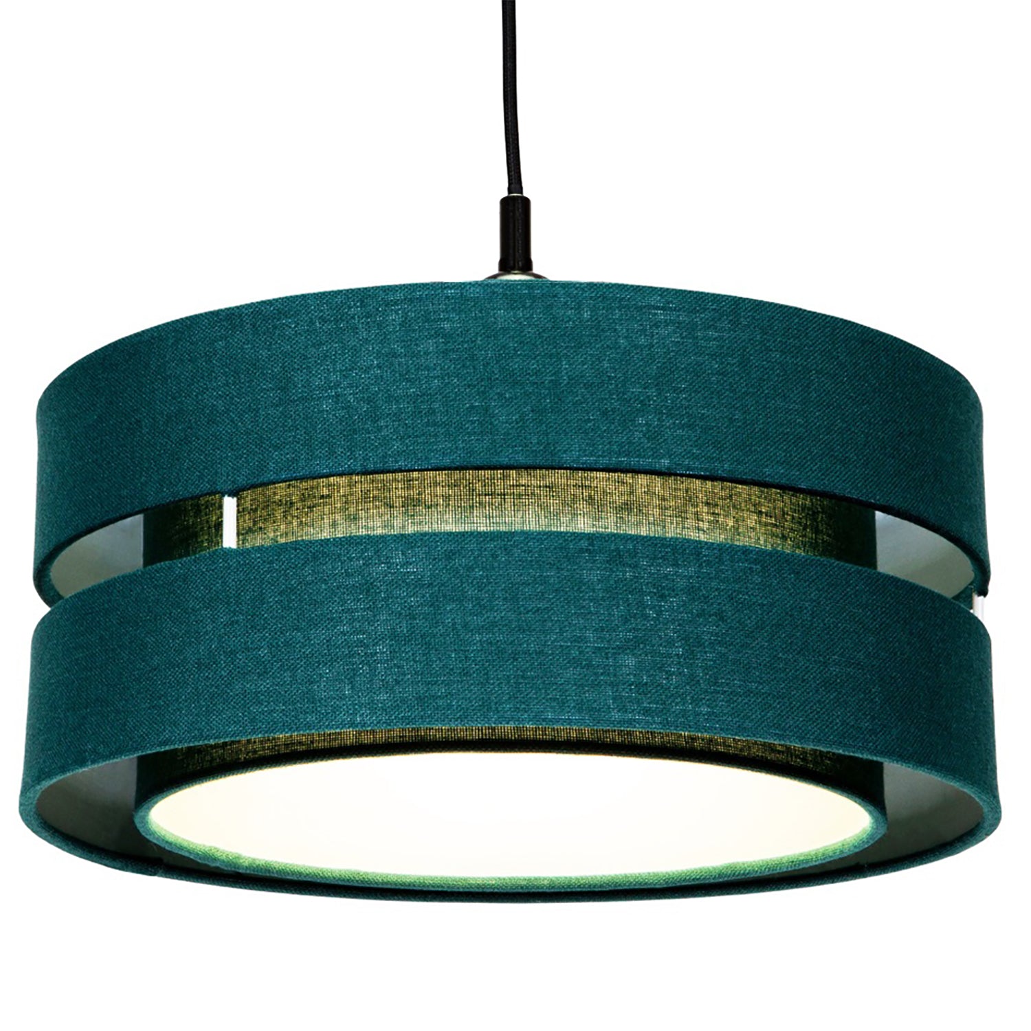 Modern 14" Forest Green Linen Fabric Triple Tier Ceiling Pendant Lamp Shade Image 1