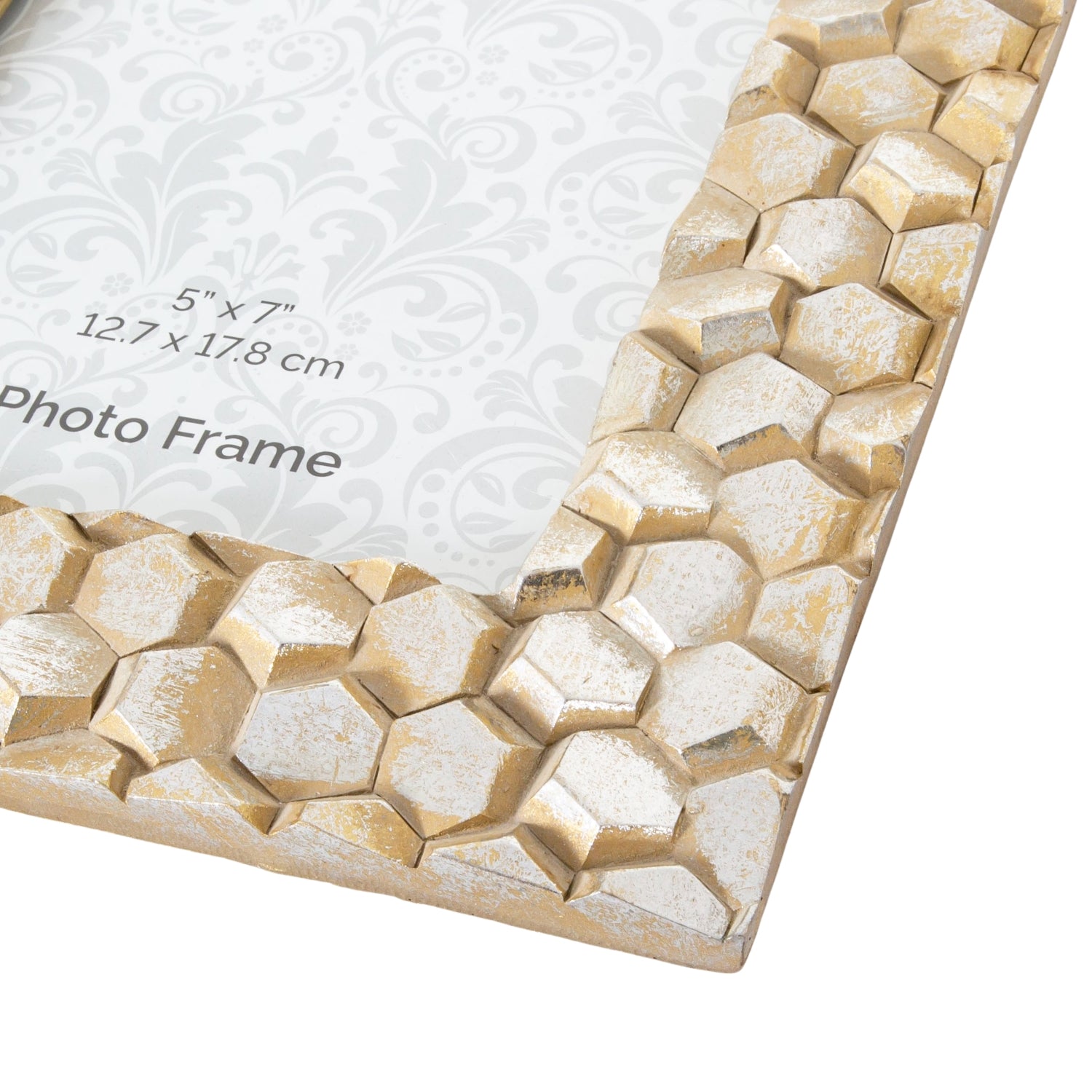 Modern Designer Rustic Gold and Silver Resin 5x7 Frame with Honeycomb Design Image 4