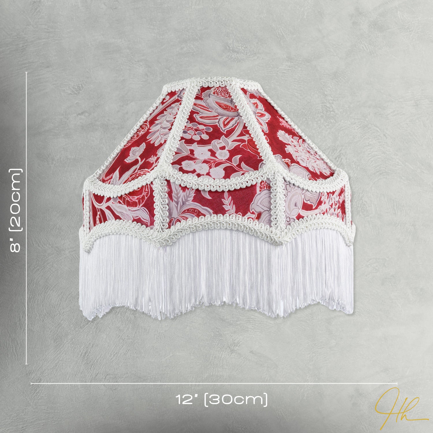 Vintage Victorian Style Floral Pendant Shade in Burgundy Red Fabric Image 7