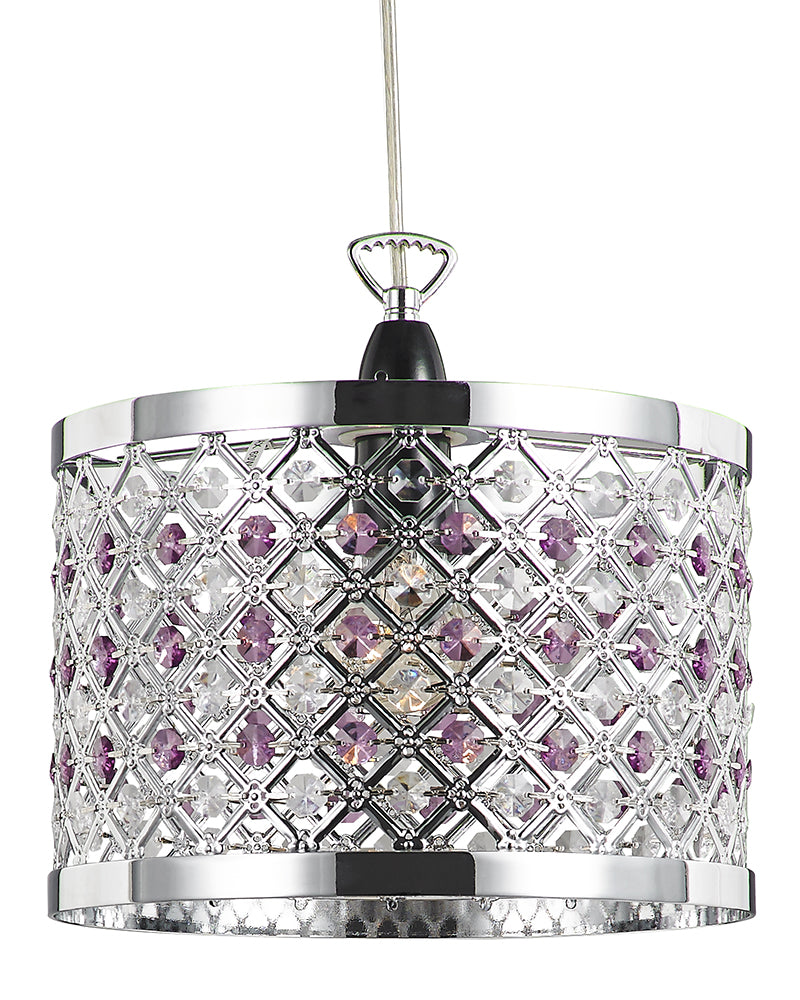 Sparkly Ceiling Pendant Shade with Clear and Purple Beads Image 1