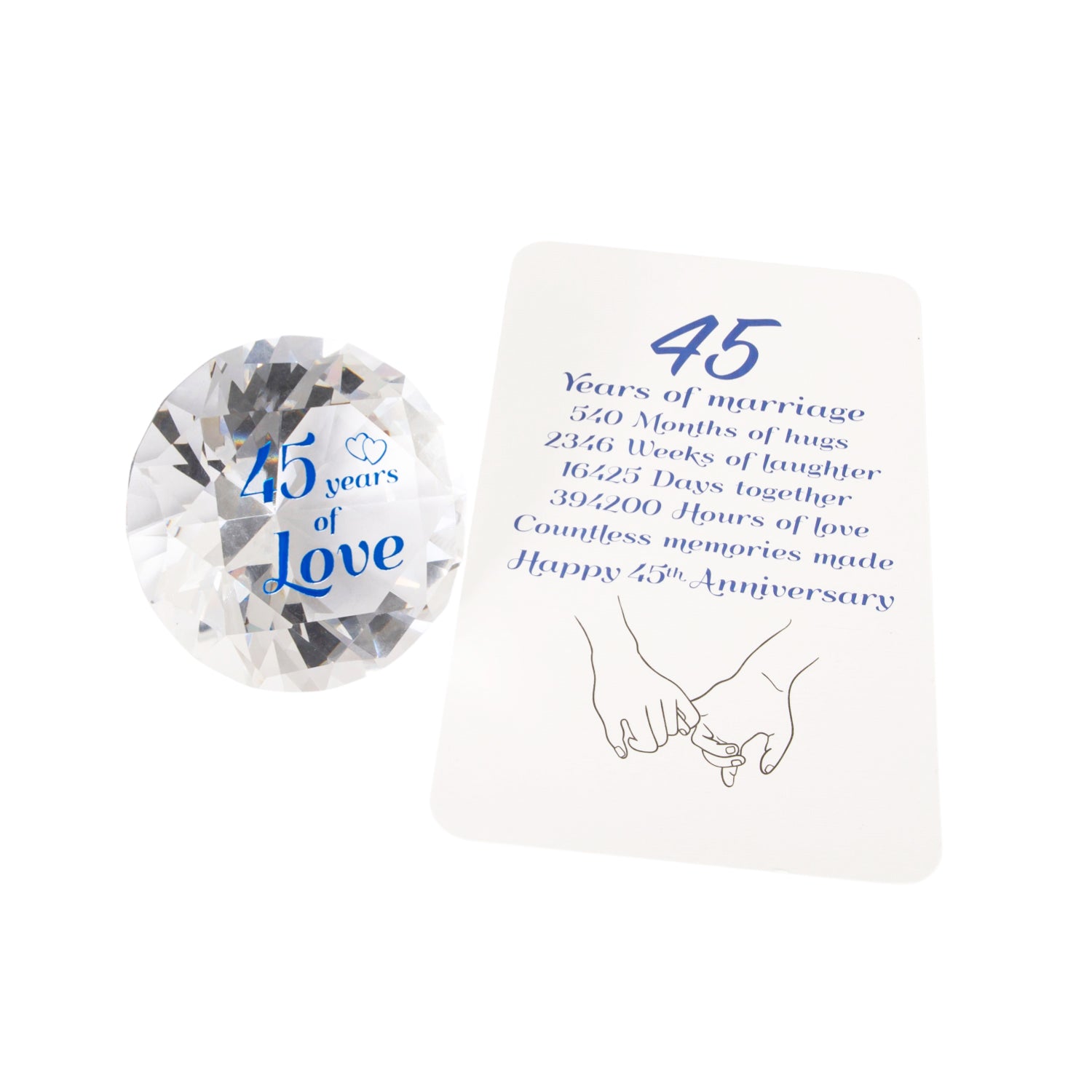 Modern Transparent K9 Crystal Glass 45th Anniversary Sentiment Ornament Gift Set Image 2