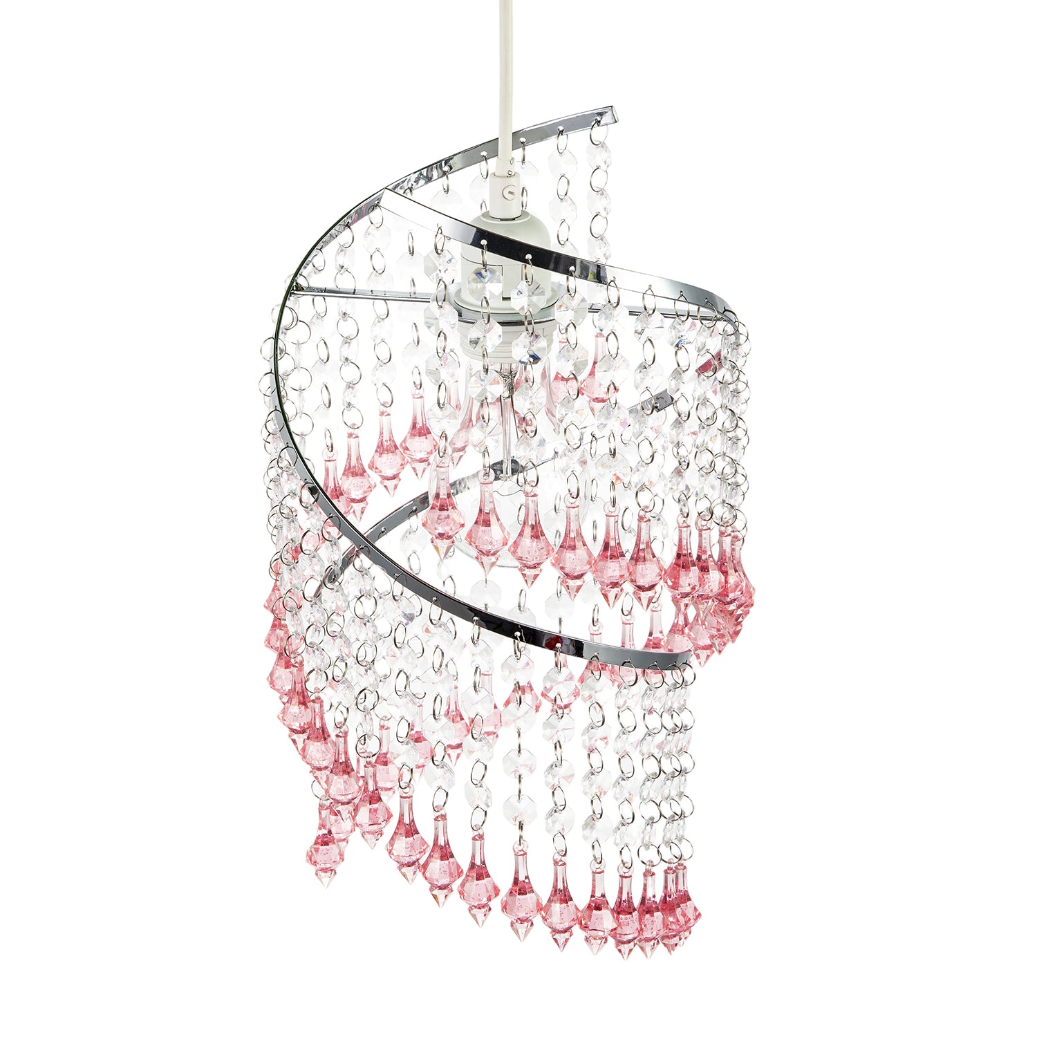 Modern Spiral Waterfall Pendant Shade with Pink and Clear Acrylic Image 3