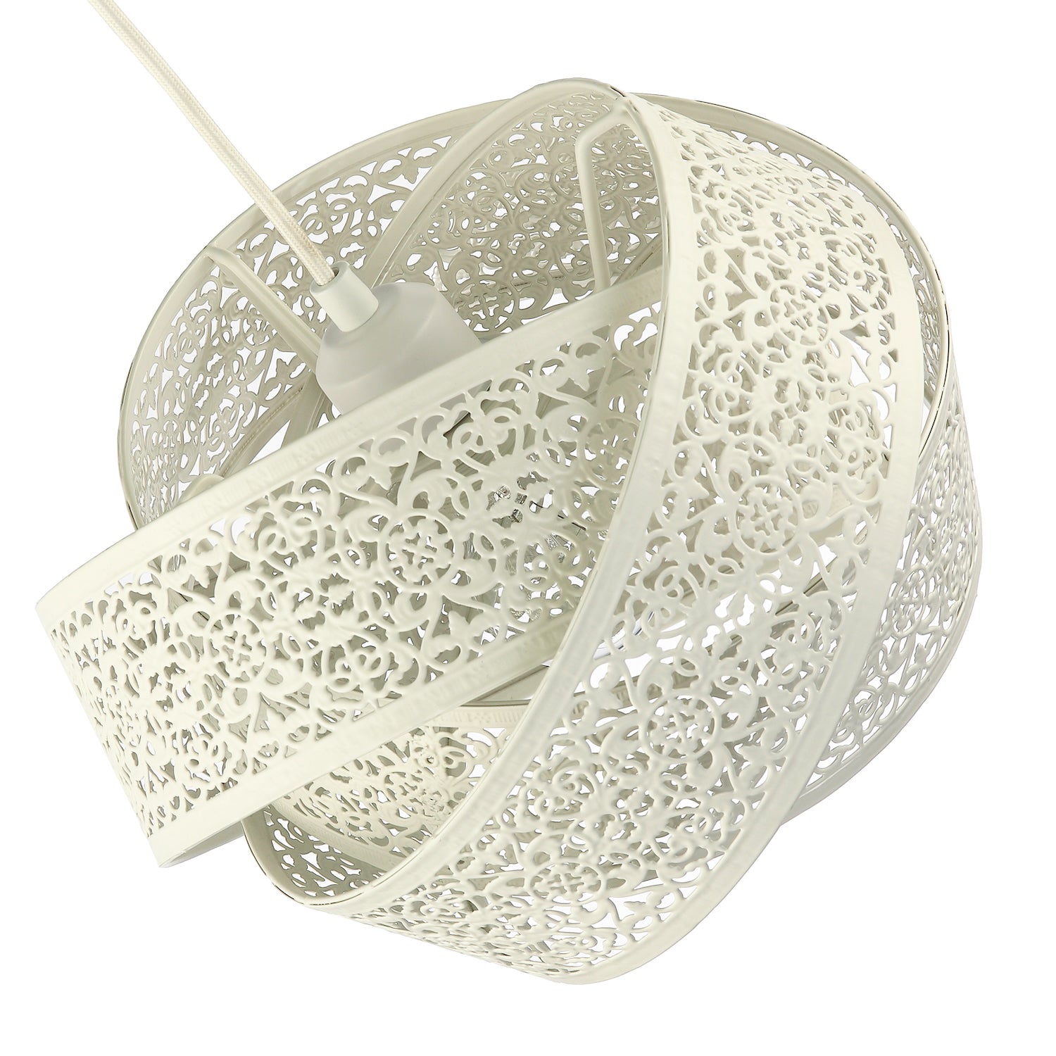 Traditional Moroccan Triple Ring Design Pendant Lighting Shade in White Gloss Image 5