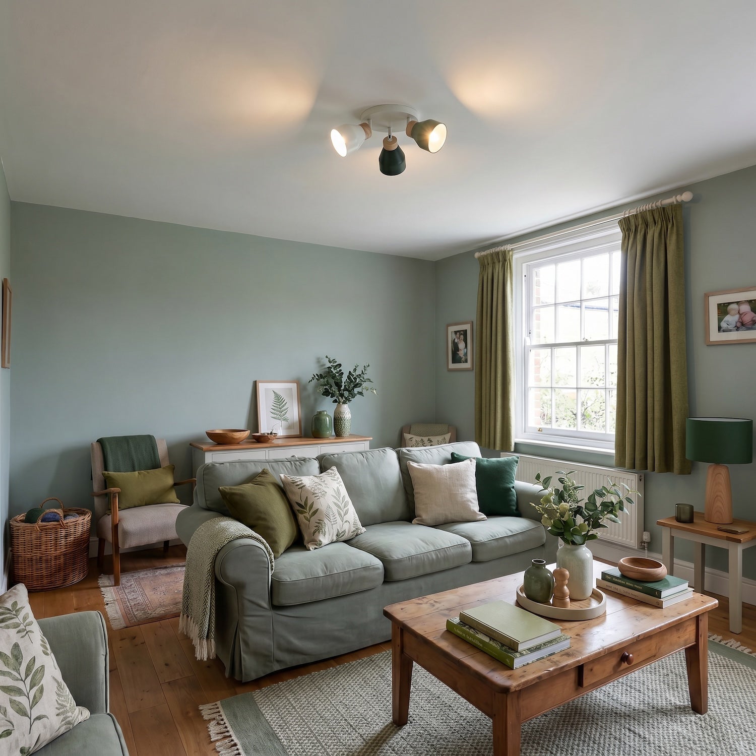 Modern Scandinavian Style Spot Ceiling Light in Olive and Forest Green Image 6