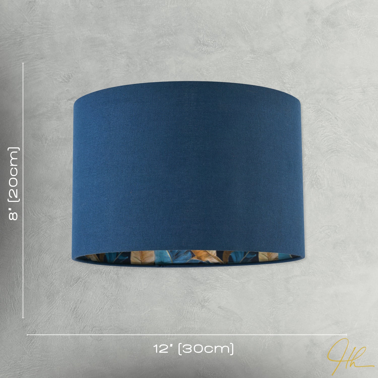 Modern Midnight Blue Linen Lamp Shade with Leaf Floral Pattern Lining Image 7