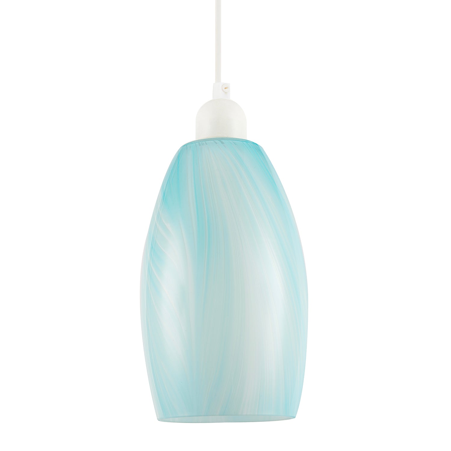 Modern Sky Blue Marble Stripe Effect Glass Cylindrical Pendant Shade Image 1