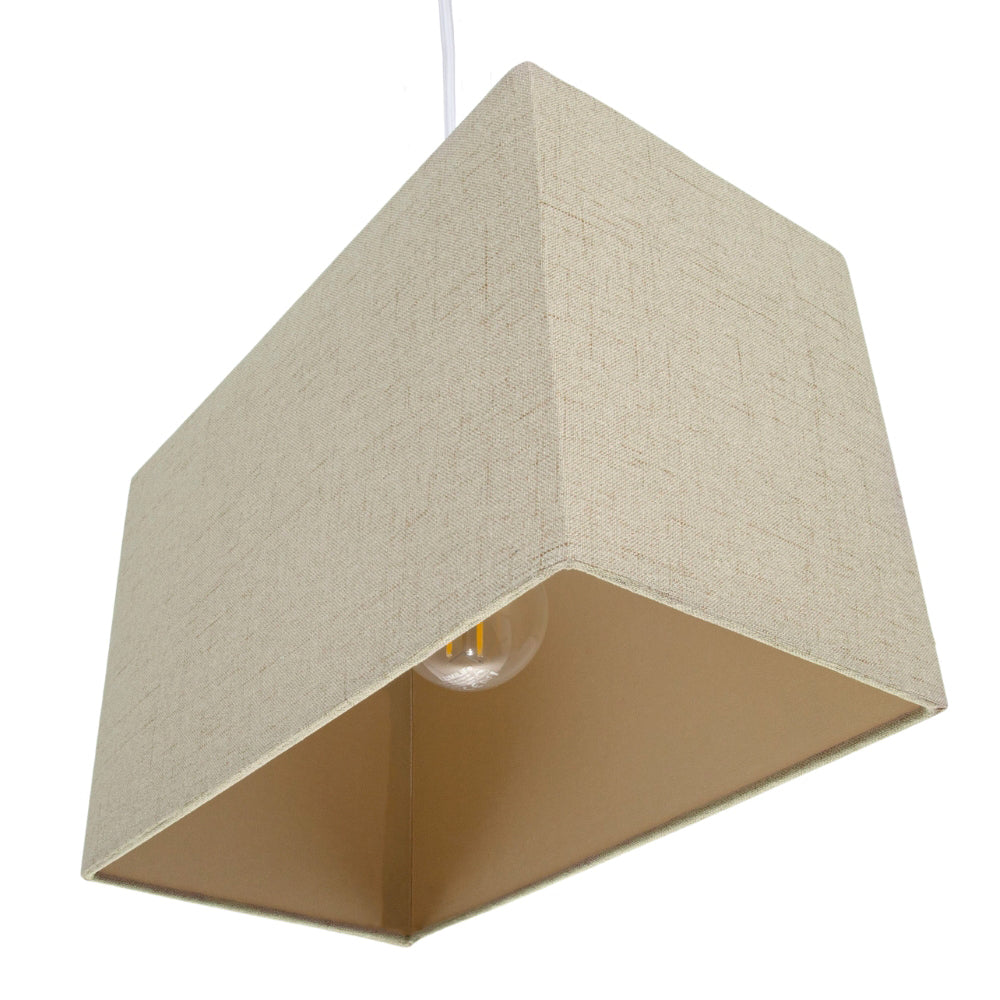 Contemporary and Sleek Taupe Linen Fabric Rectangular Lamp Shade 60w Maximum Image 4