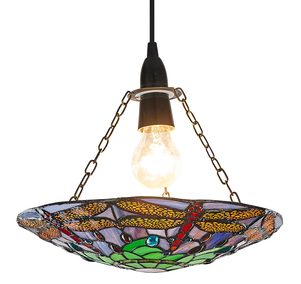 Traditional Multi-Coloured Dragonfly Tiffany Glass Pendant Shade Image 4