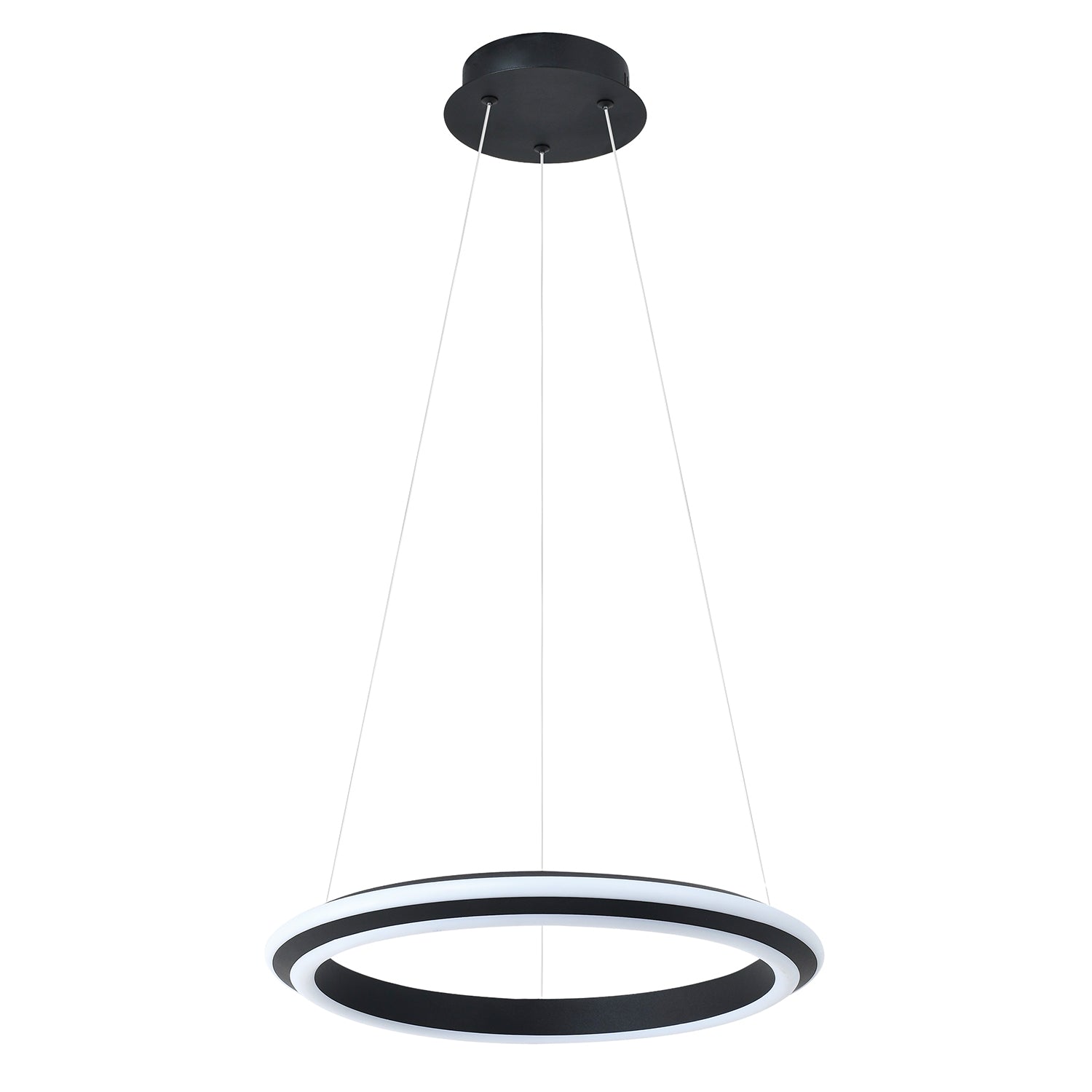 Modern LED Circular Halo Pendant Light Fitting in Matte Sand Black Image 1