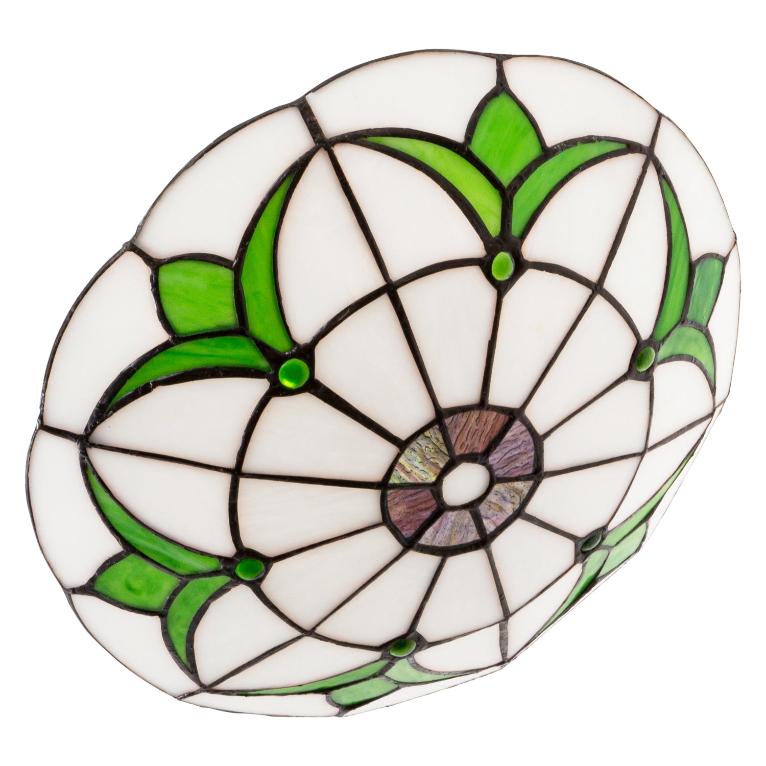 Traditional Stained Glass Tiffany Pendant Light Shade with Emerald Green Leaves Image 3