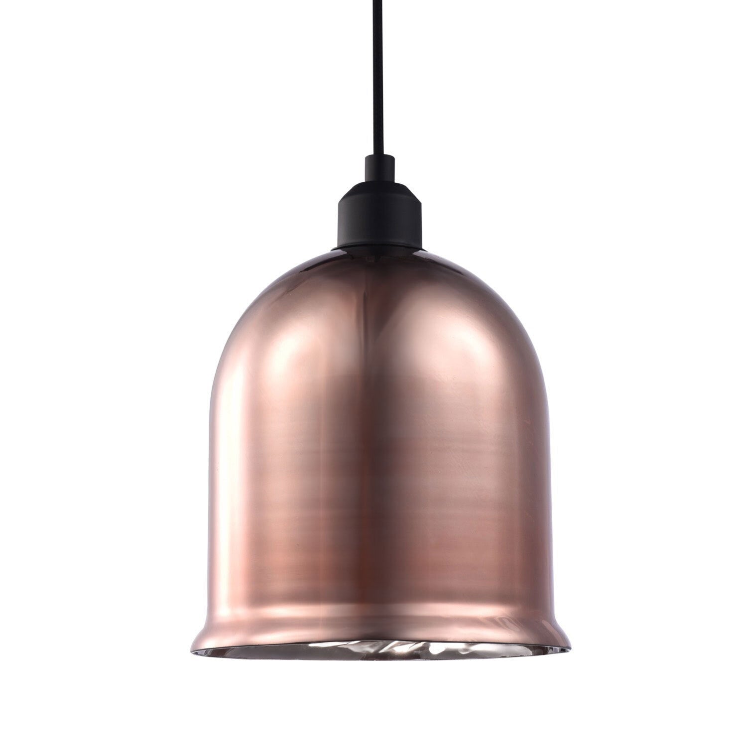 Contemporary Bell Shaped Copper Plated Glass Pendant Light Shade with Lower Rim Image 1