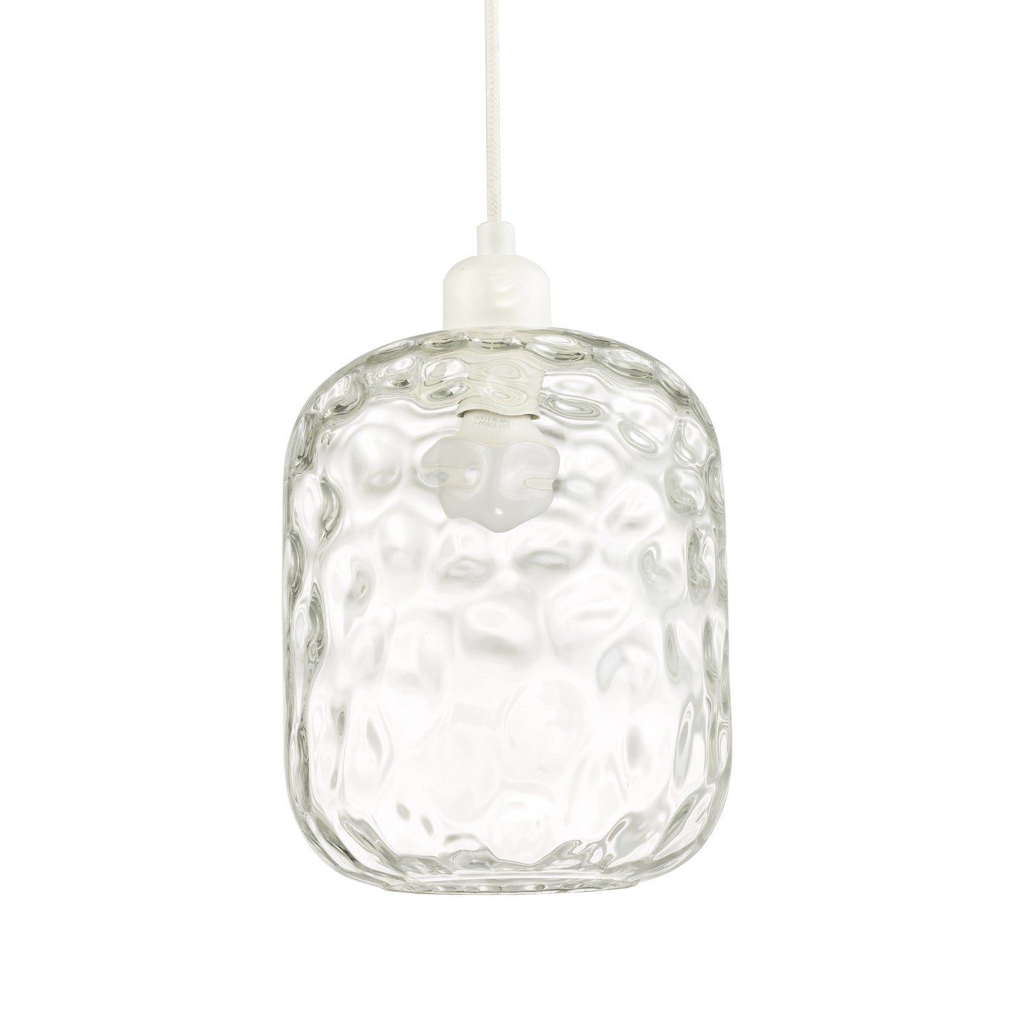 Clear Glass Pendant Lamp Shade with Crater Effect Moulded Design - 22cm x 18cm Image 1