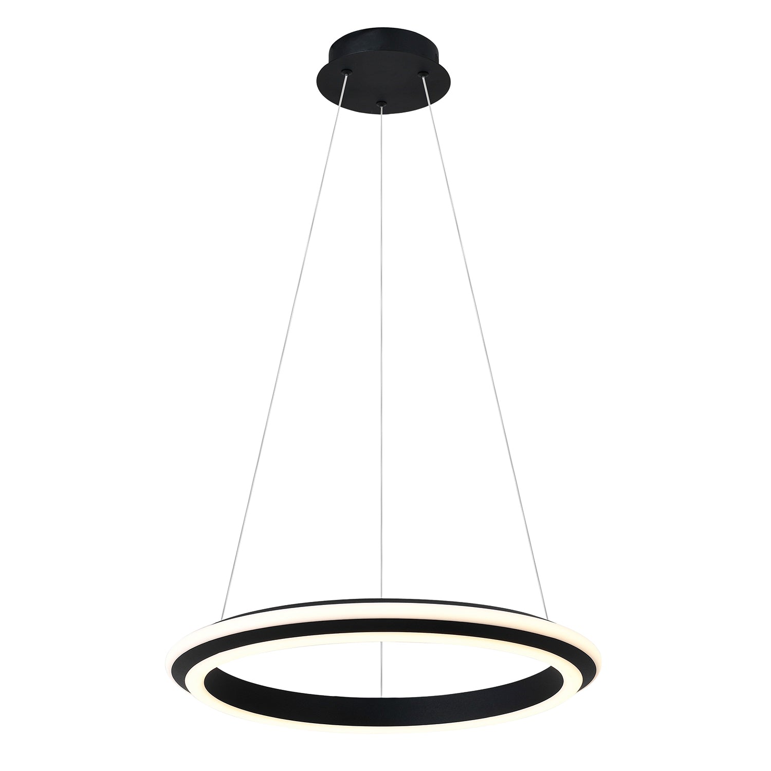 Modern LED Circular Halo Pendant Light Fitting in Matte Sand Black Image 2
