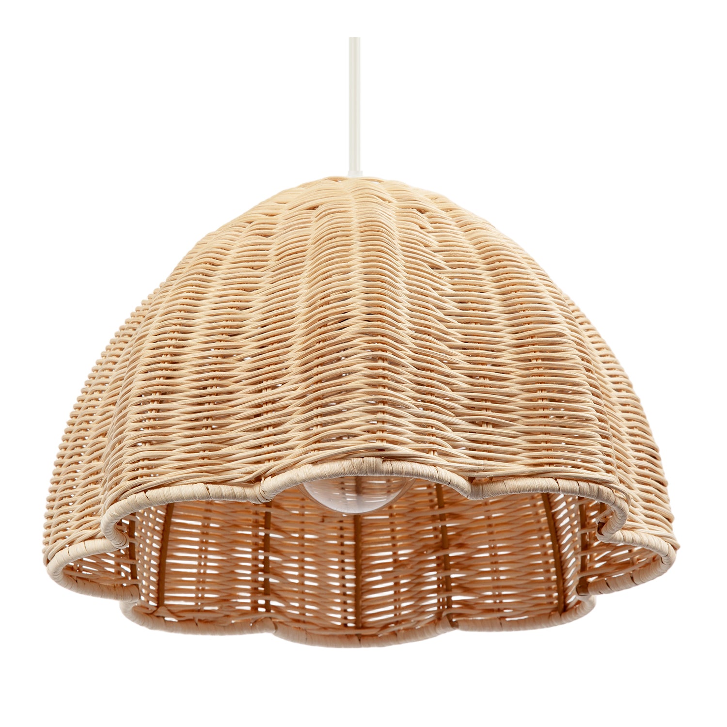 Intricately Woven Rattan Pendant Light Shade with Scalloped Lower Edge Image 4