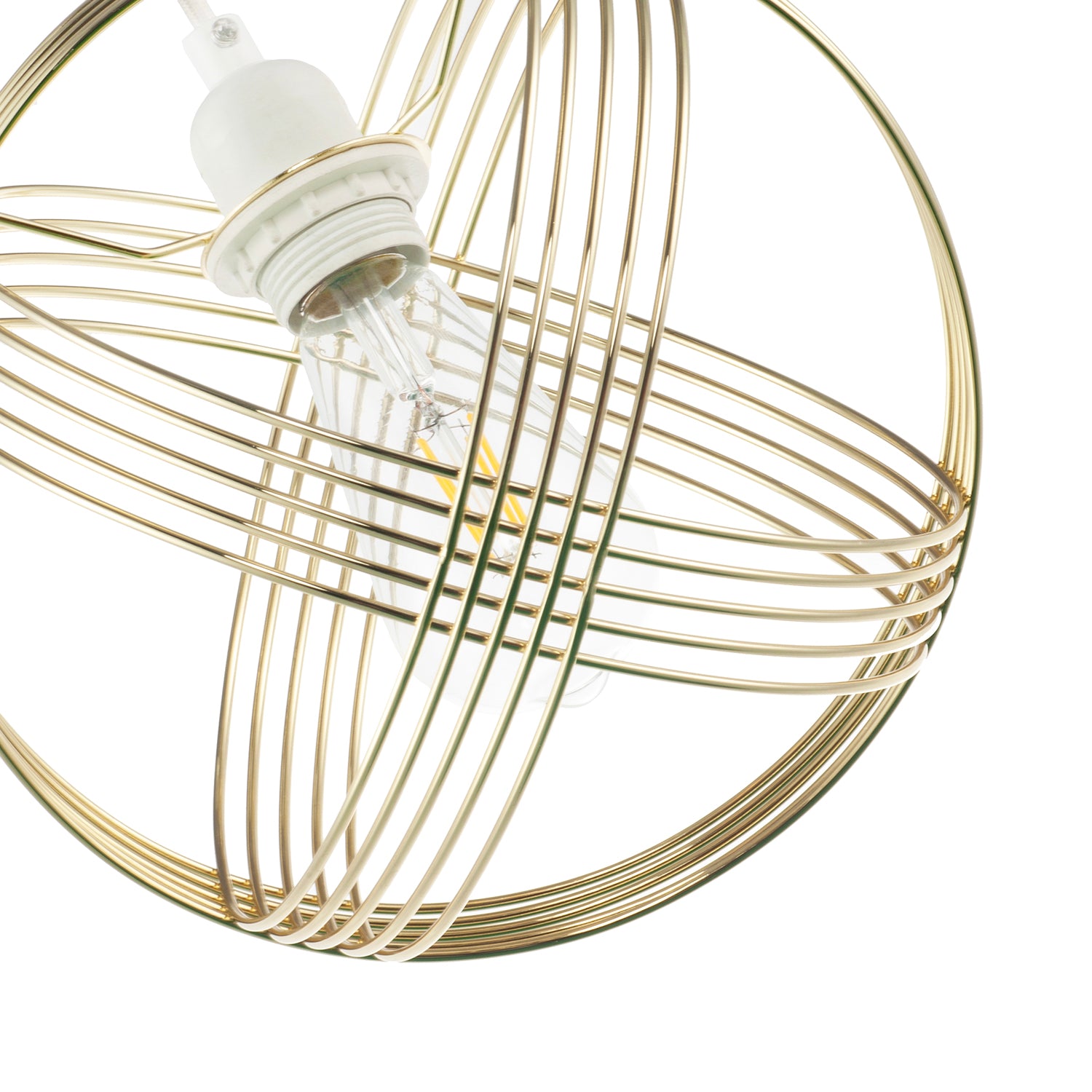 Polished Plated Gold Spherical Pendant Light Shade with 4-Ring Design Image 5
