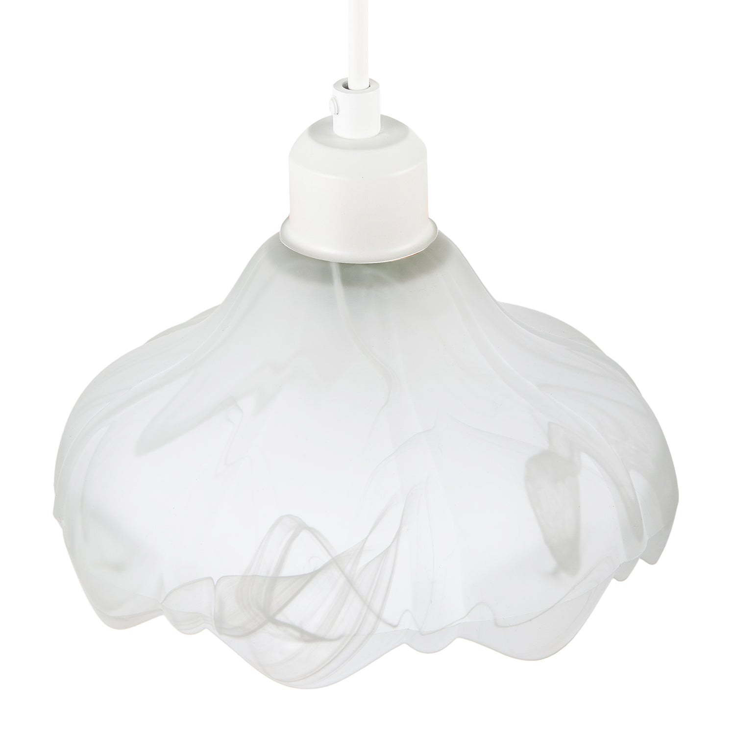 Sculptural Frosted Alabaster Glass Ripple Pendant Ceiling Light Shade Image 3
