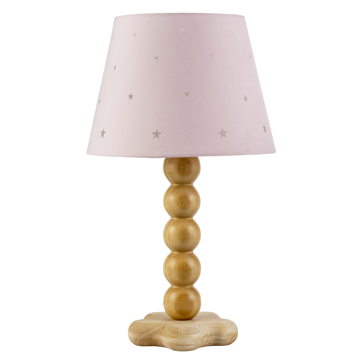 Charming Pink Lamp with Scattered Stars and Wooden Star Foot Base Image 1