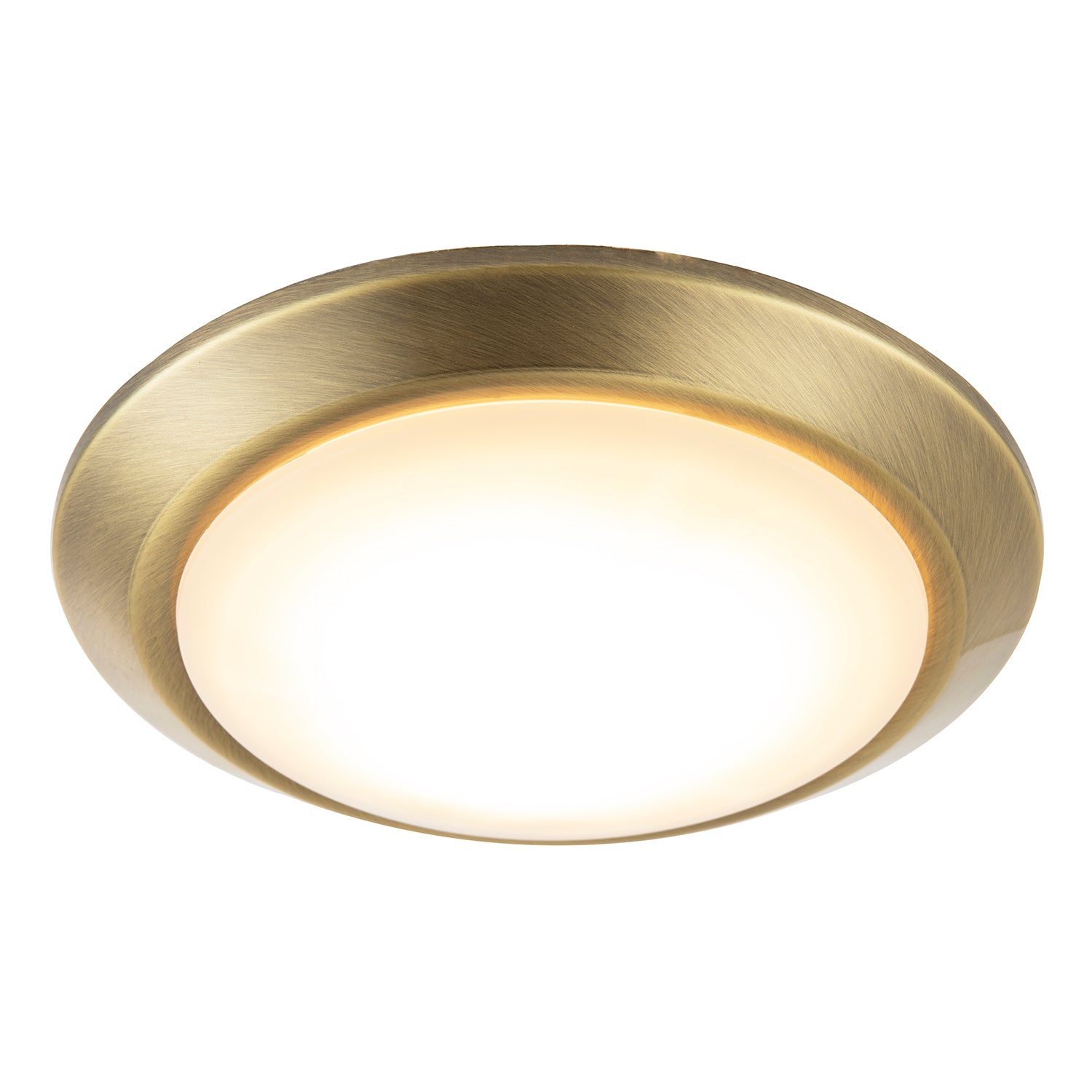 Contemporary Antique Brass Flush LED Bathroom Ceiling Light Fitting Image 4