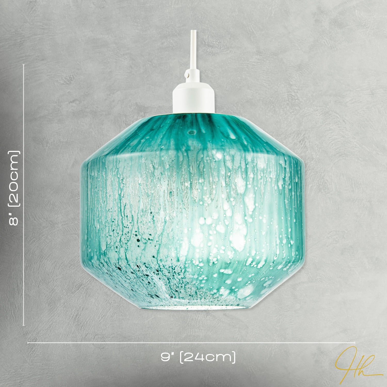 Modern Aqua Teal Reactive Mottled Glass Pendant Ceiling Light Shade Image 7